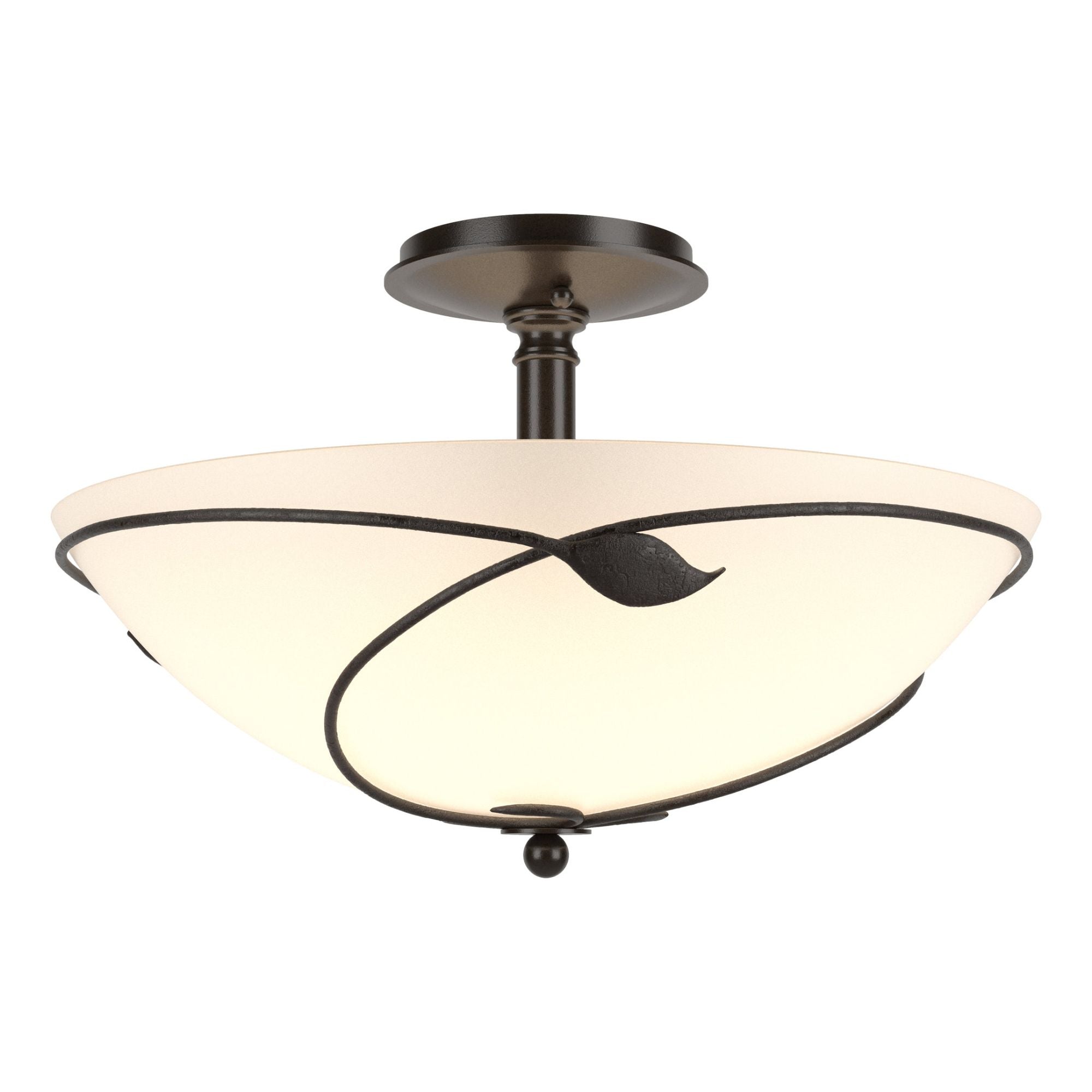 Forged Leaves Large Semi-Flush 3-Light Opal Glass (GG) in Oil Rubbed Bronze