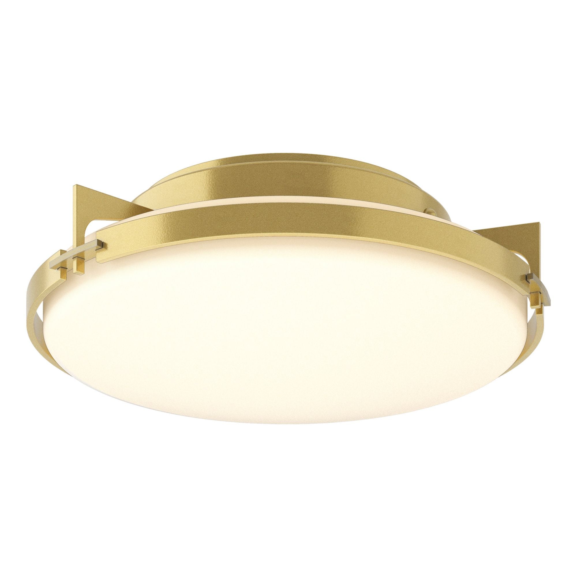Metra Flush Mount 2-Light Opal Glass (GG) in Modern Brass