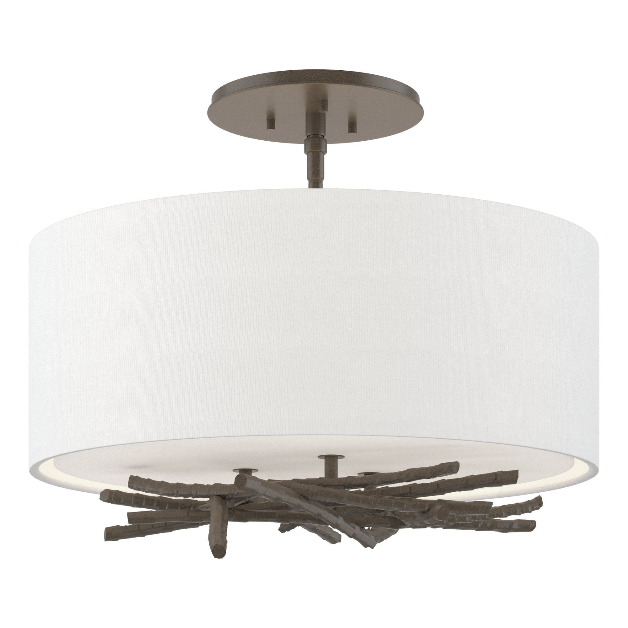 Brindille Semi-Flush 3-Light Natural Anna Shade (SF) in Dark Smoke