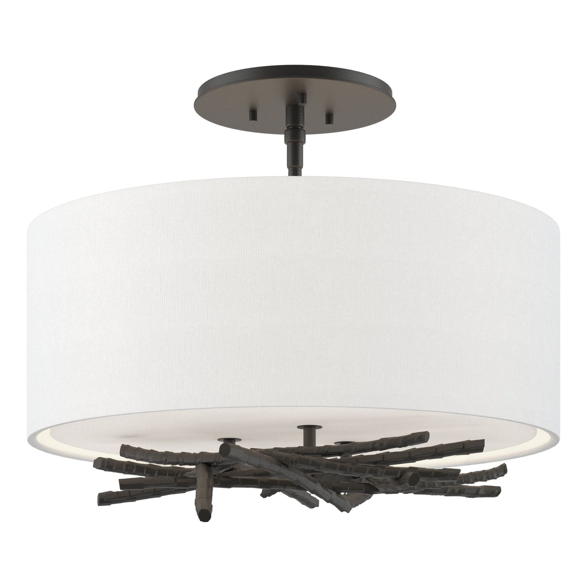 Brindille Semi-Flush 3-Light Natural Anna Shade (SF) in Black