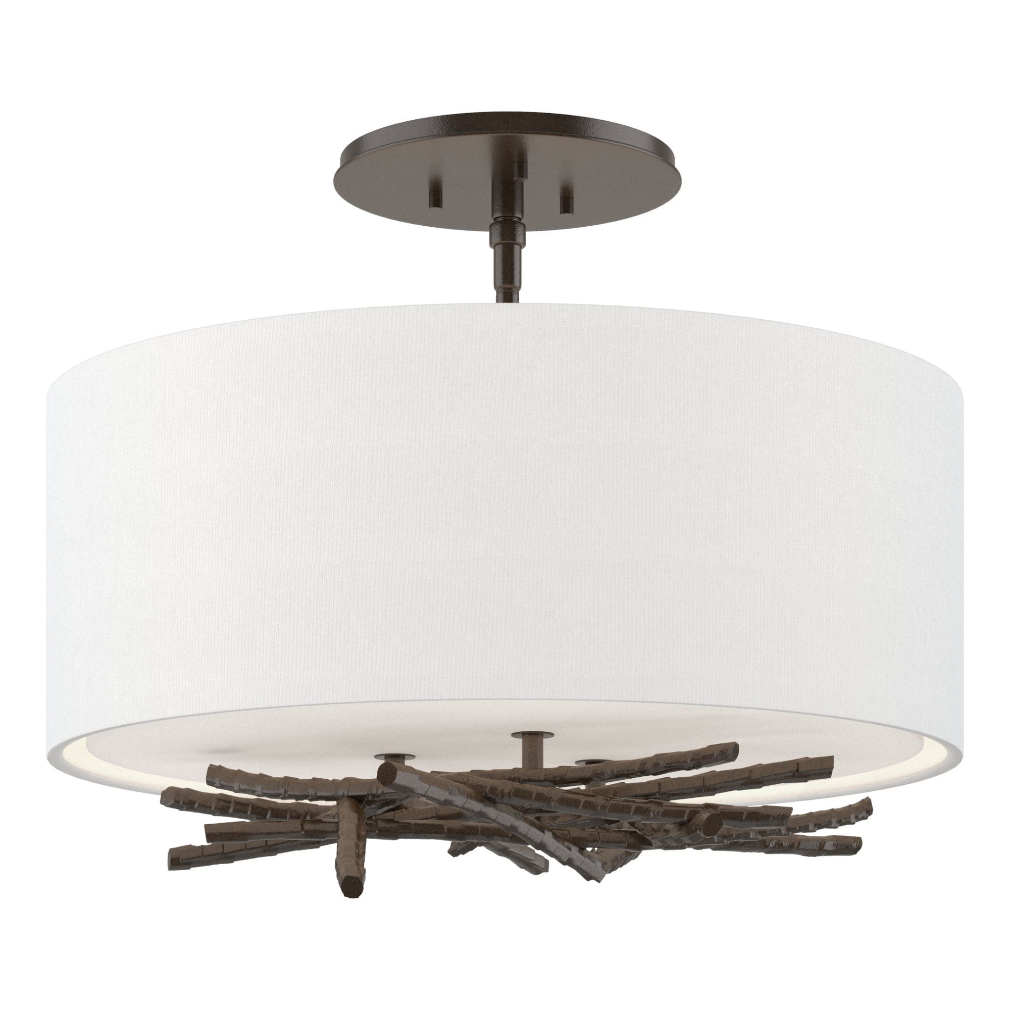 Brindille Semi-Flush 3-Light Natural Anna Shade (SF) in Oil Rubbed Bronze
