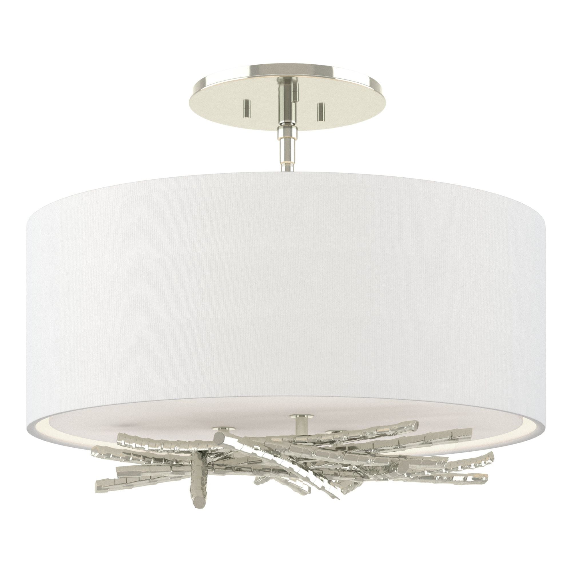 Brindille Semi-Flush 3-Light Natural Anna Shade (SF) in Sterling