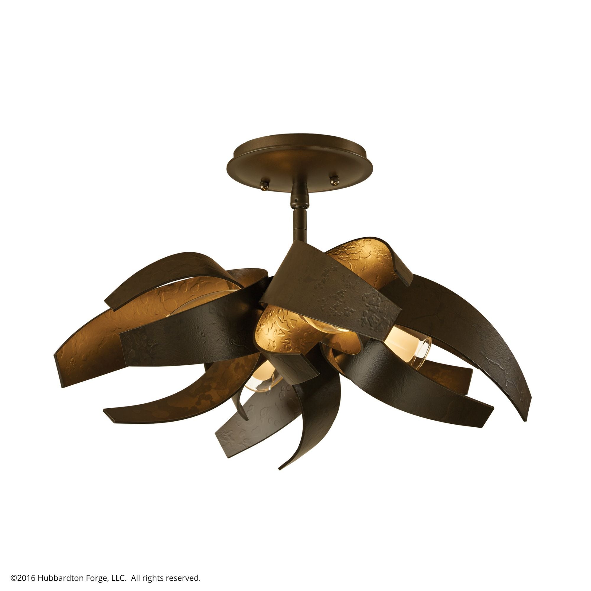 Corona Semi-Flush 4-Light Clear Glass with Frosted Diffuser (YE) in Dark Smoke