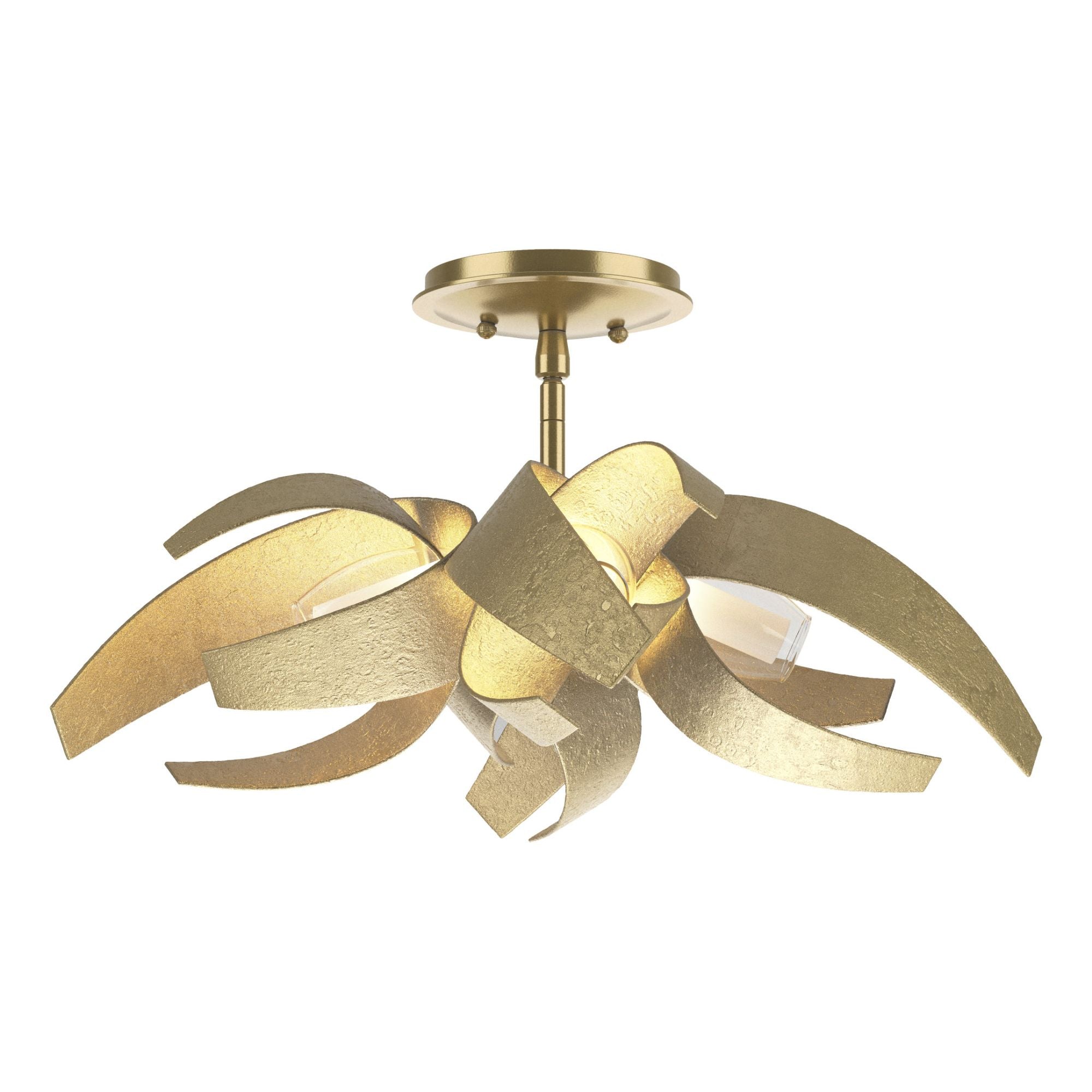 Corona Semi-Flush 4-Light Clear Glass with Frosted Diffuser (YE) in Modern Brass