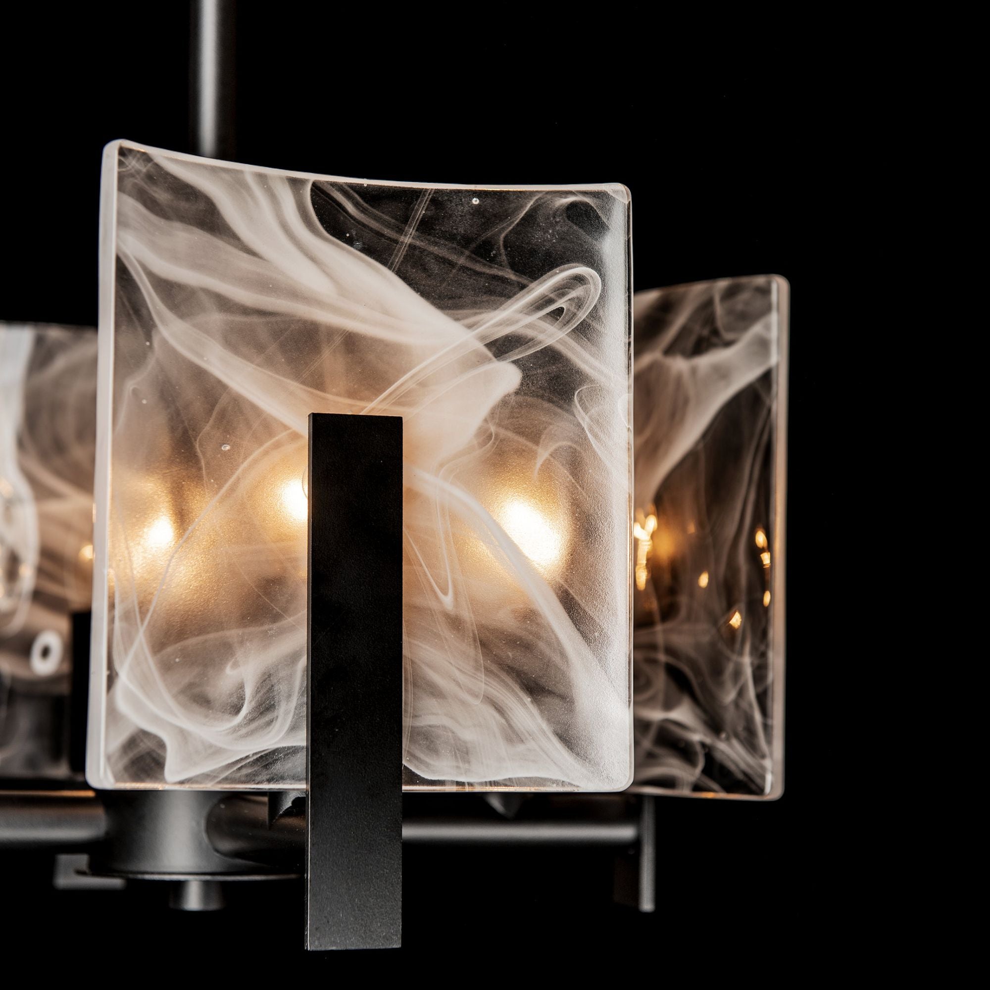 Arc 4-Light Semi-Flush/Pendant 4-Light White Swirl Glass (YR) in Black