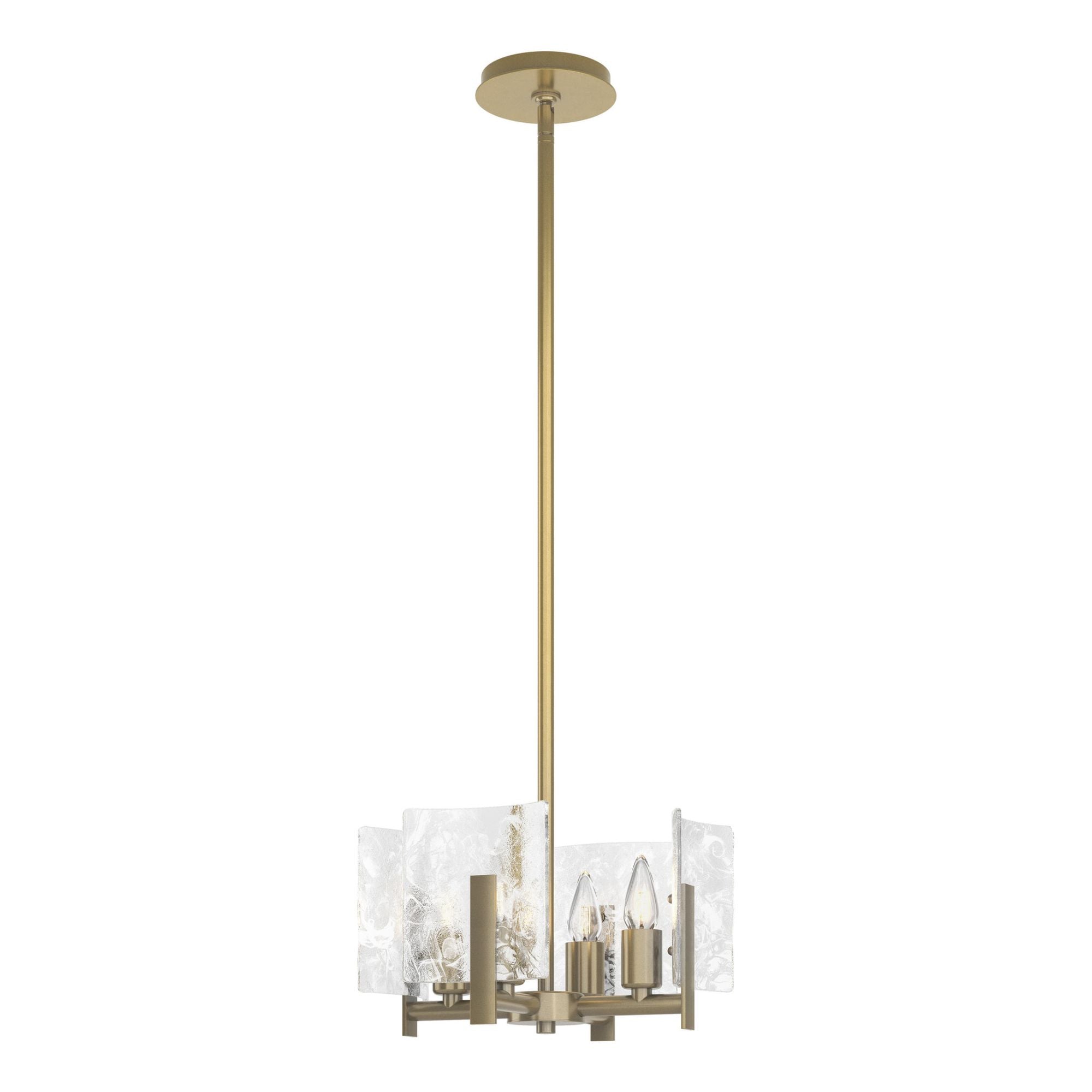 Arc 4-Light Semi-Flush/Pendant 4-Light White Swirl Glass (YR) in Modern Brass