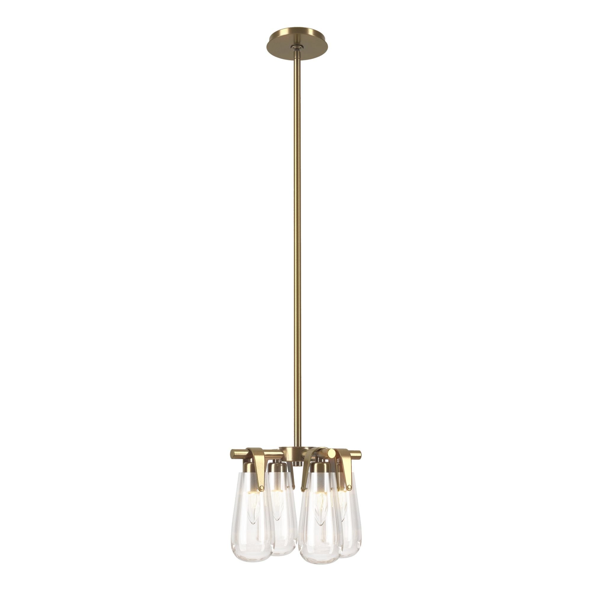 Eos Semi-Flush/Pendant 4-Light Clear Glass (ZM) in Modern Brass
