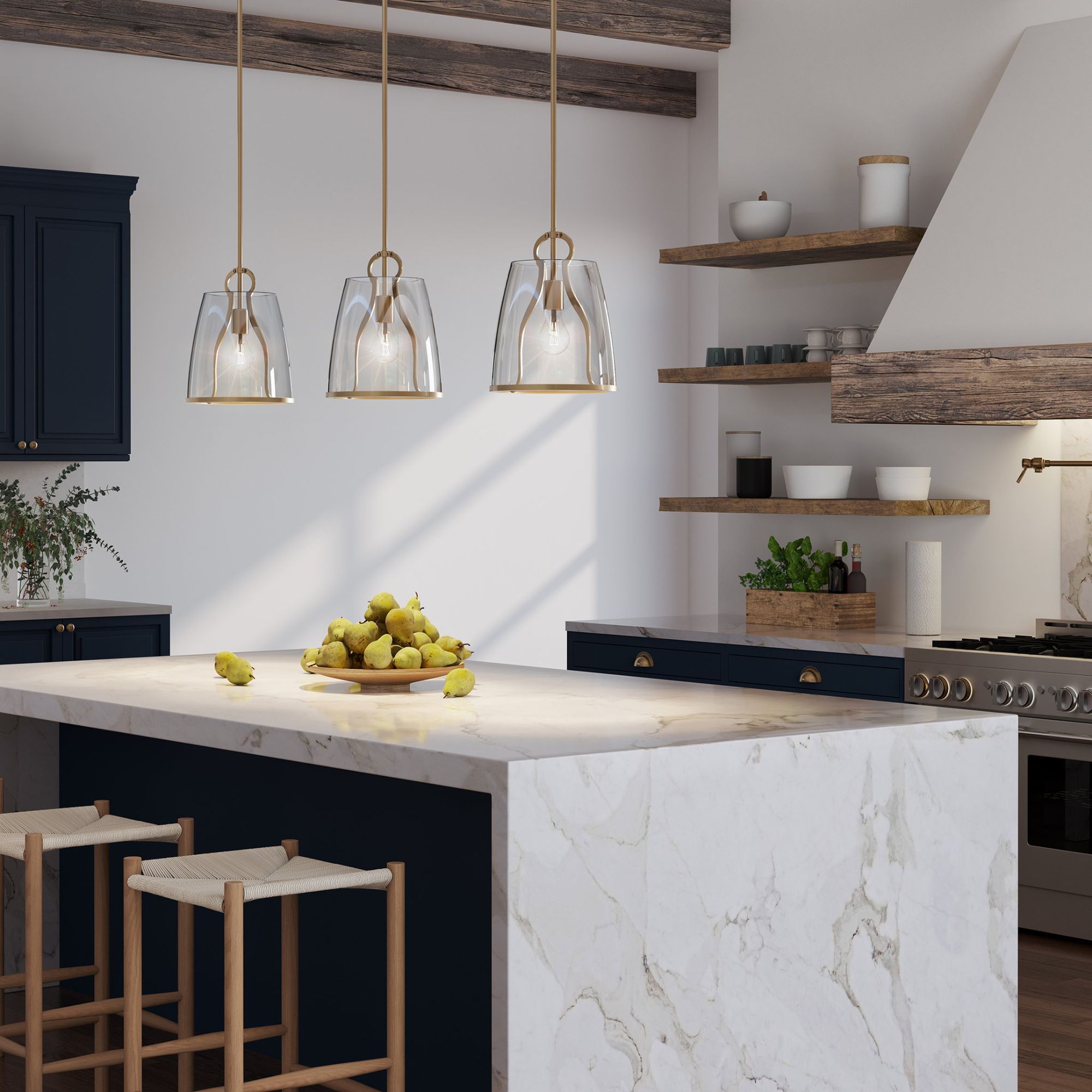Caliper Pendant 1-Light Clear Glass (ZM) in Modern Brass