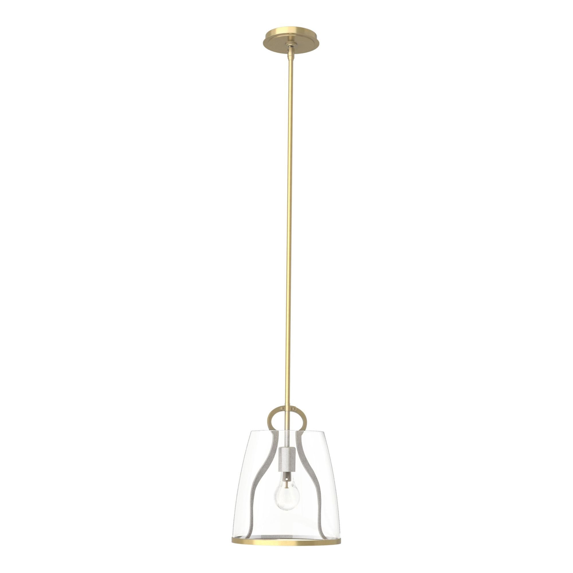Caliper Pendant 1-Light Clear Glass (ZM) in Modern Brass