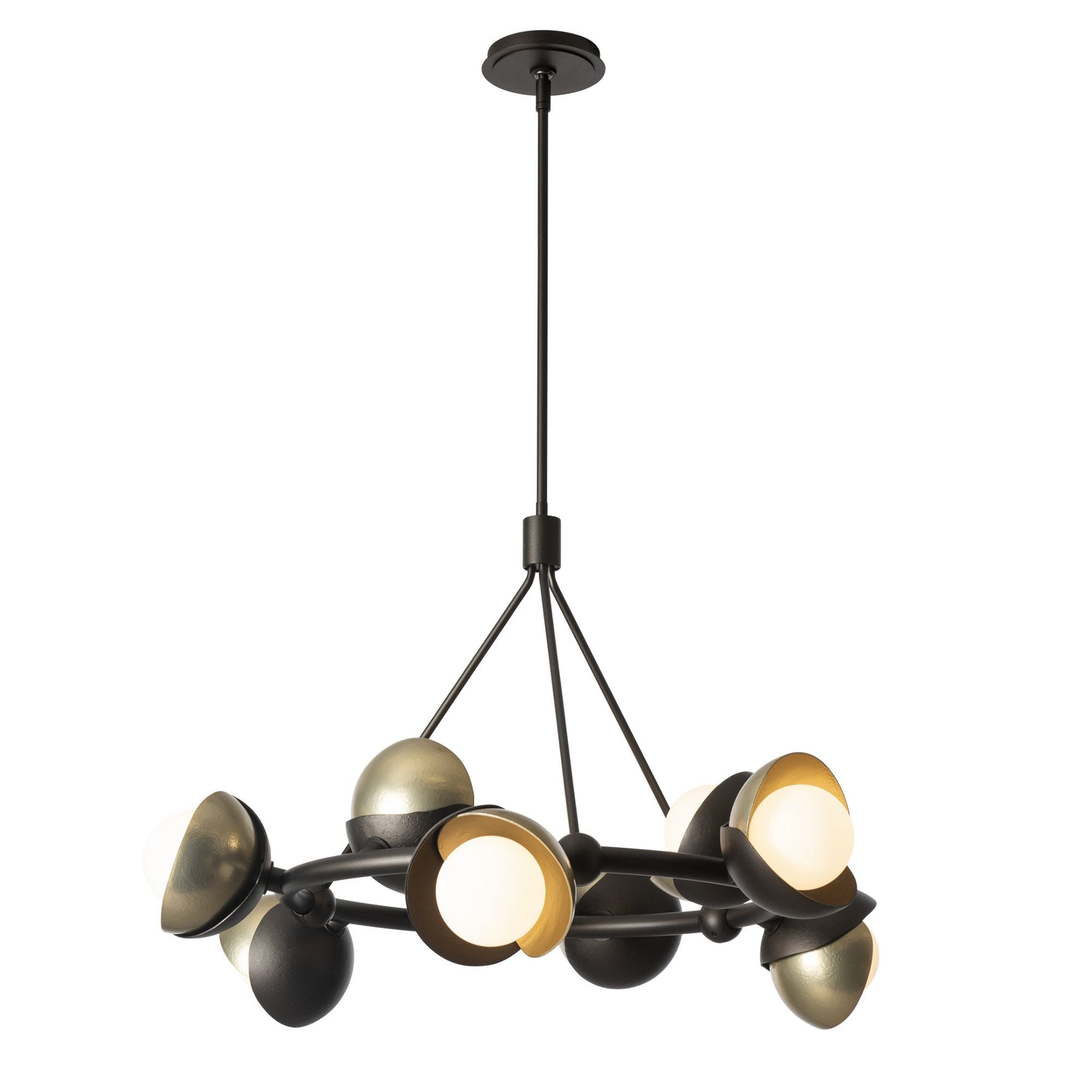 Brooklyn 9-Light Double Shade Ring Pendant 9-Light Modern Brass Accent Opal Glass (GG) in Oil Rubbed Bronze