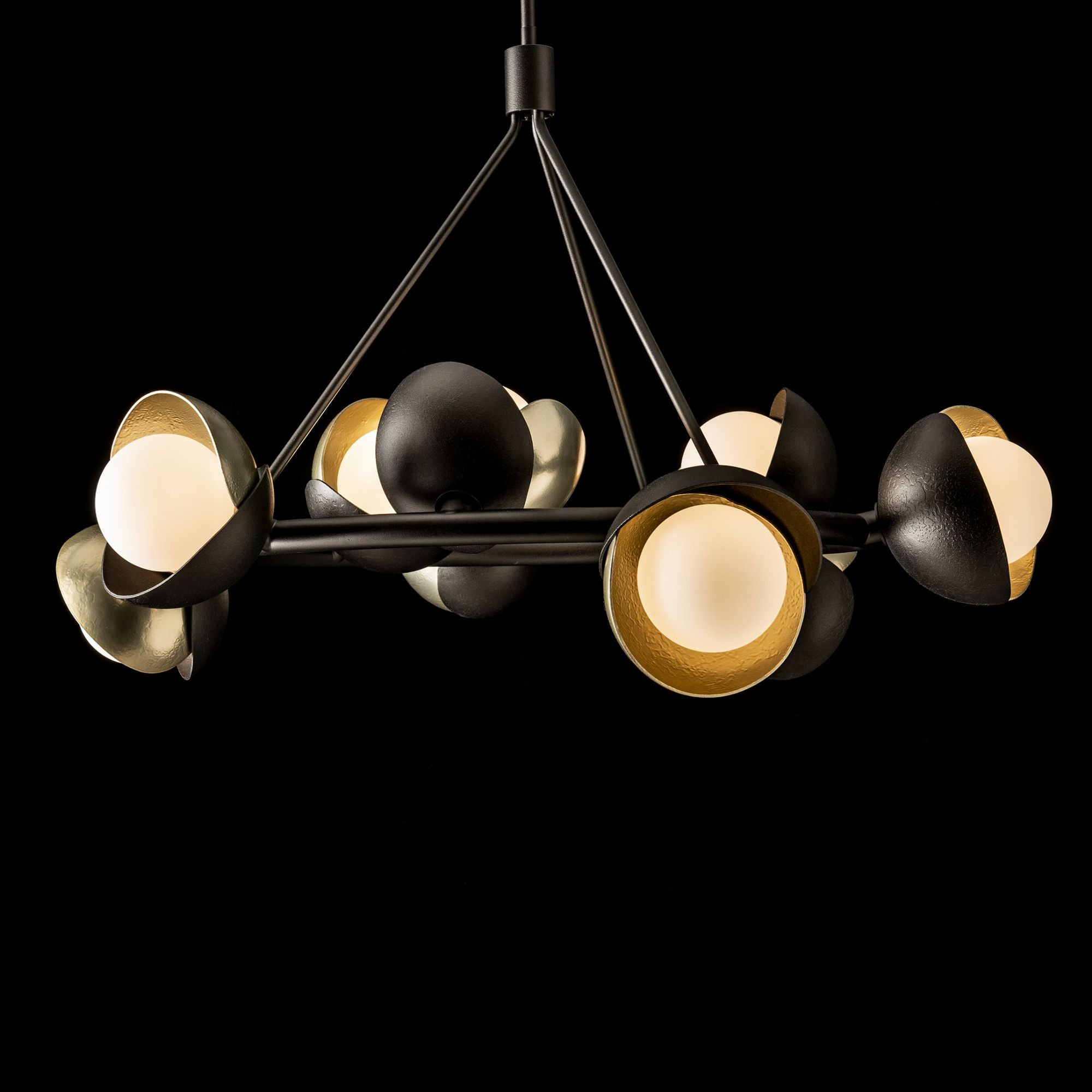 Brooklyn 9-Light Double Shade Ring Pendant 9-Light Modern Brass Accent Opal Glass (GG) in Oil Rubbed Bronze