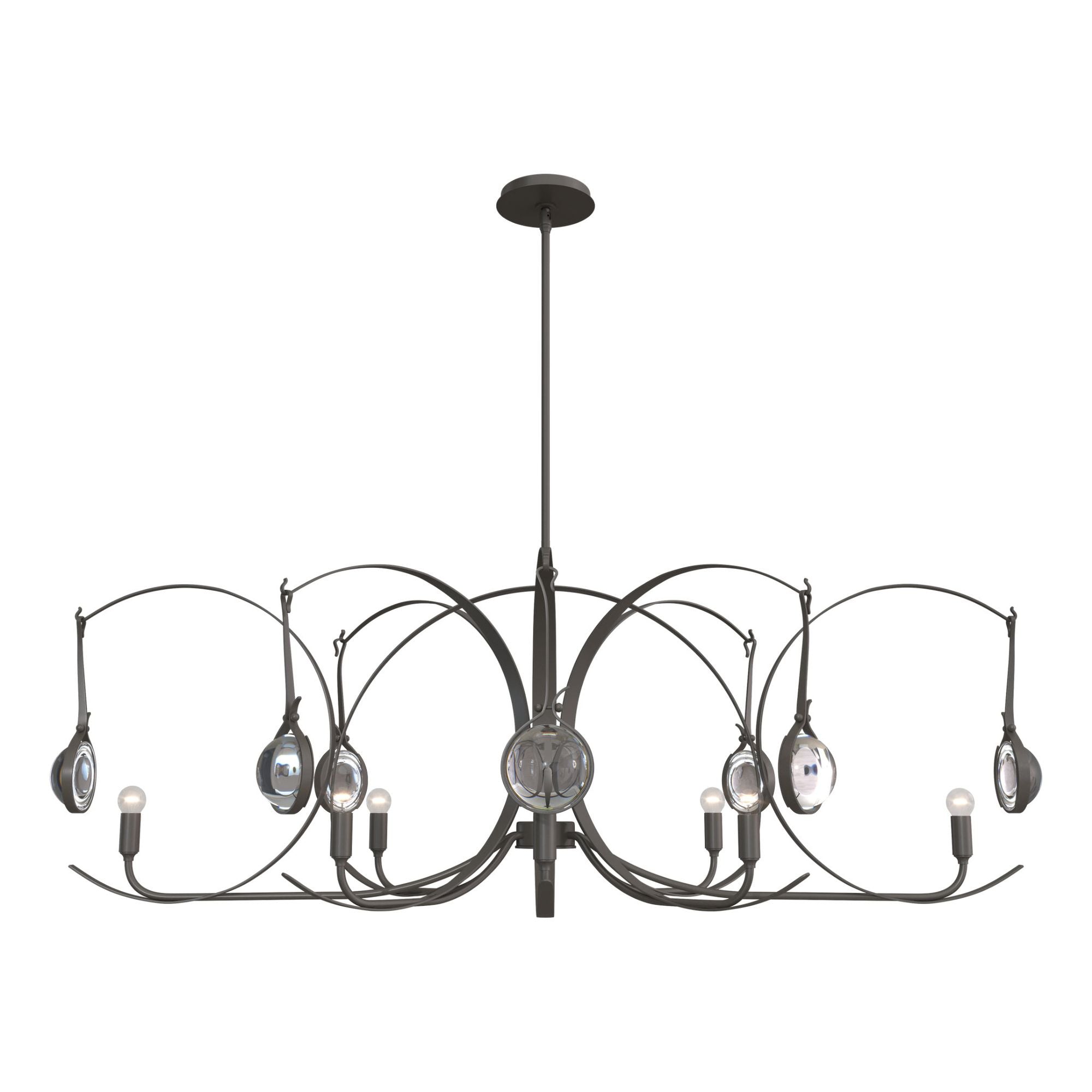 Optic 8-Light Oval Pendant 8-Light Dark Smoke Accent Clear Glass (ZM) in Dark Smoke