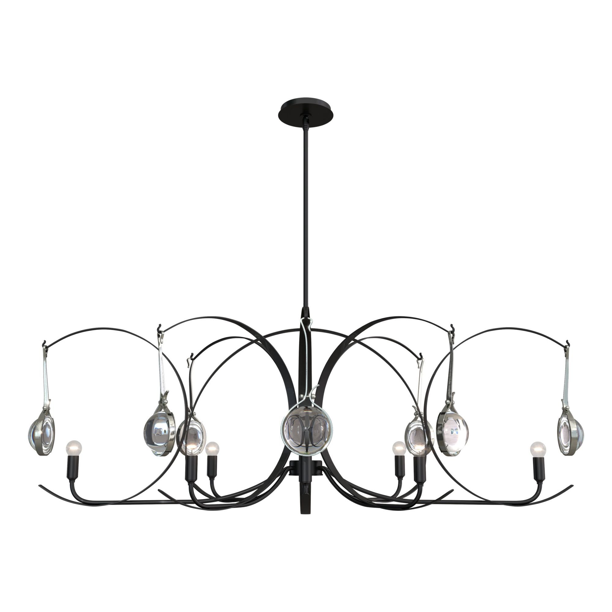 Optic 8-Light Oval Pendant 8-Light Sterling Accent Clear Glass (ZM) in Black