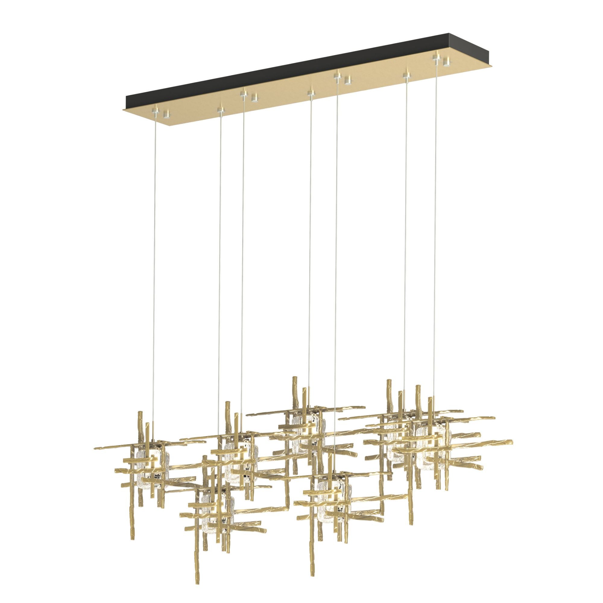 Tura 7-Light Seeded Glass Pendant 7-Light Seeded Clear Glass (II) in Modern Brass