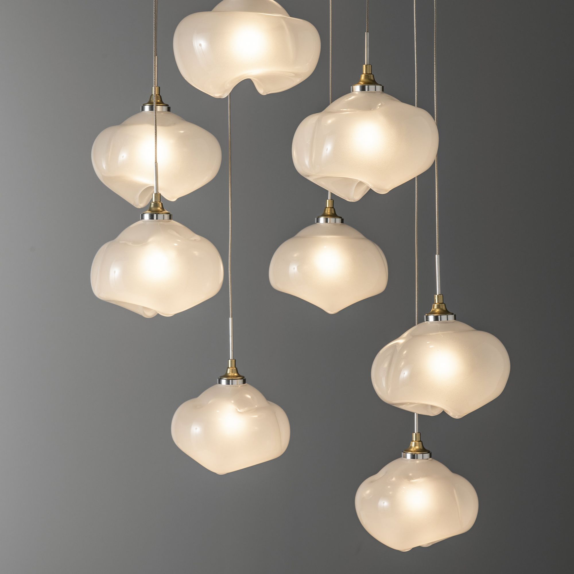 Ume 9-Light Pendant 9-Light Frosted Glass (FD) in Modern Brass