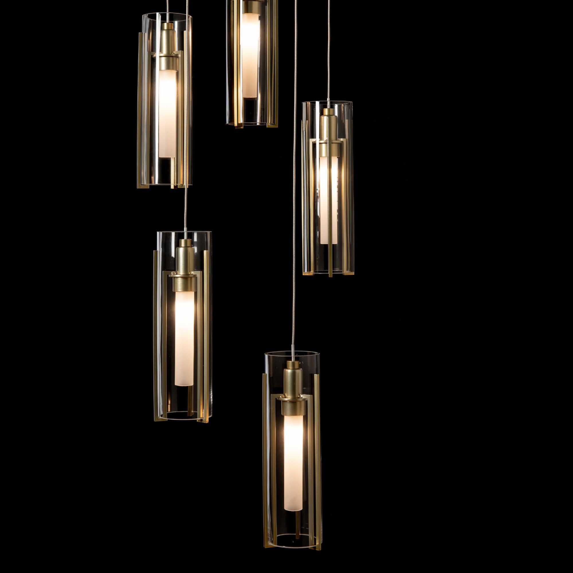 Exos Glass 9-Light Pendant 9-Light Clear Glass (ZM) in Modern Brass