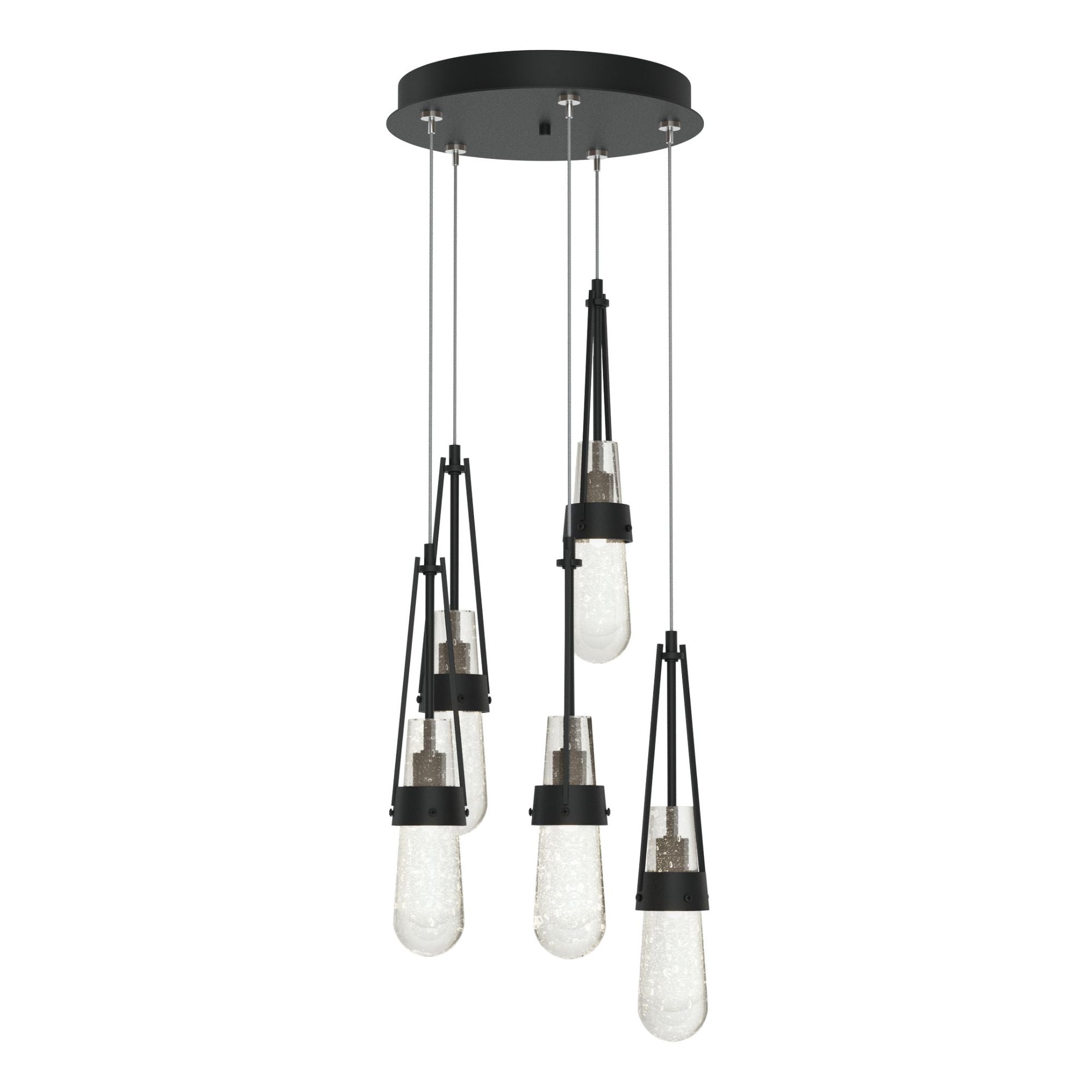 Link 5-Light Blown Glass Pendant 5-Light Clear Bubble Glass (YG) in Black