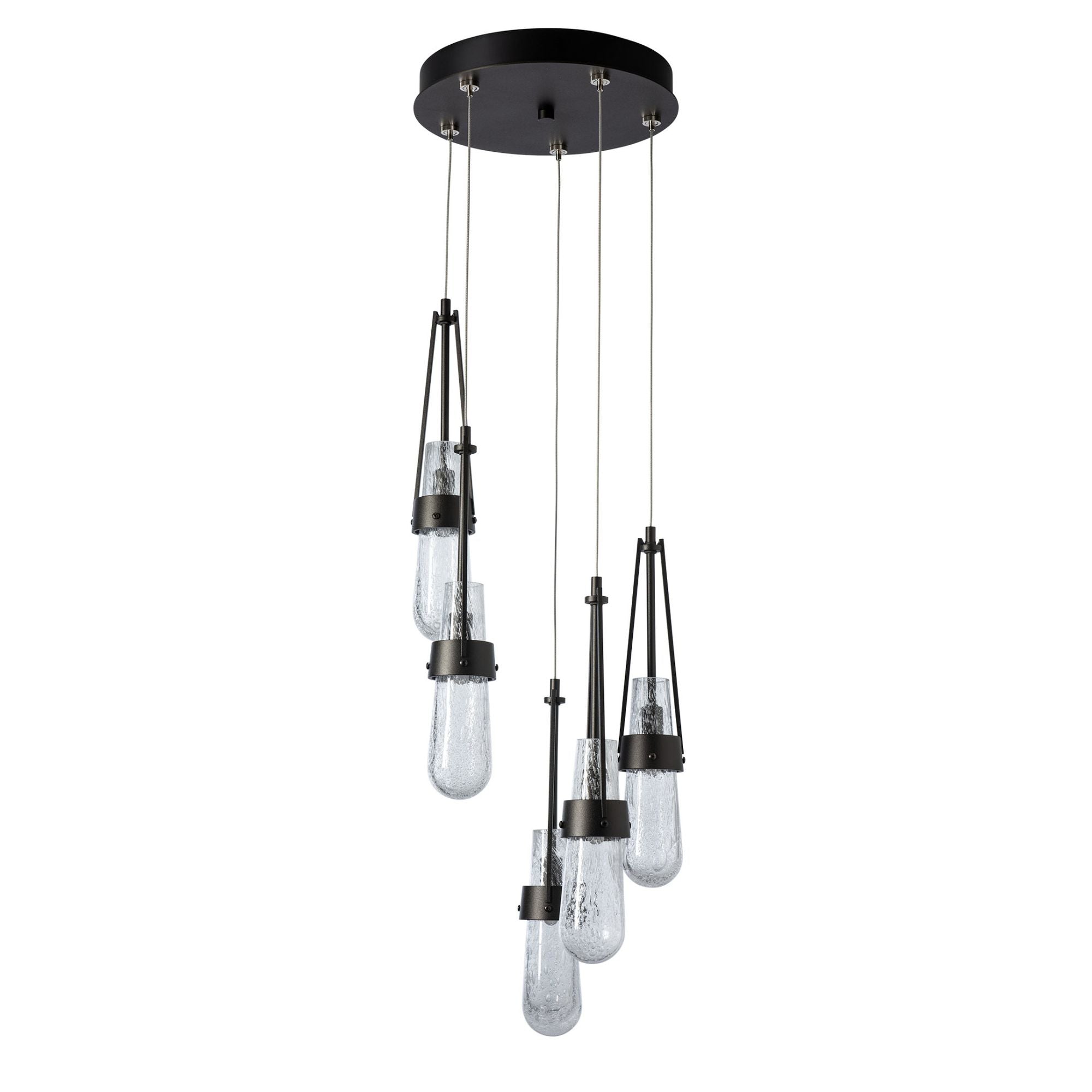 Link 5-Light Blown Glass Pendant 5-Light Clear Bubble Glass (YG) in Oil Rubbed Bronze