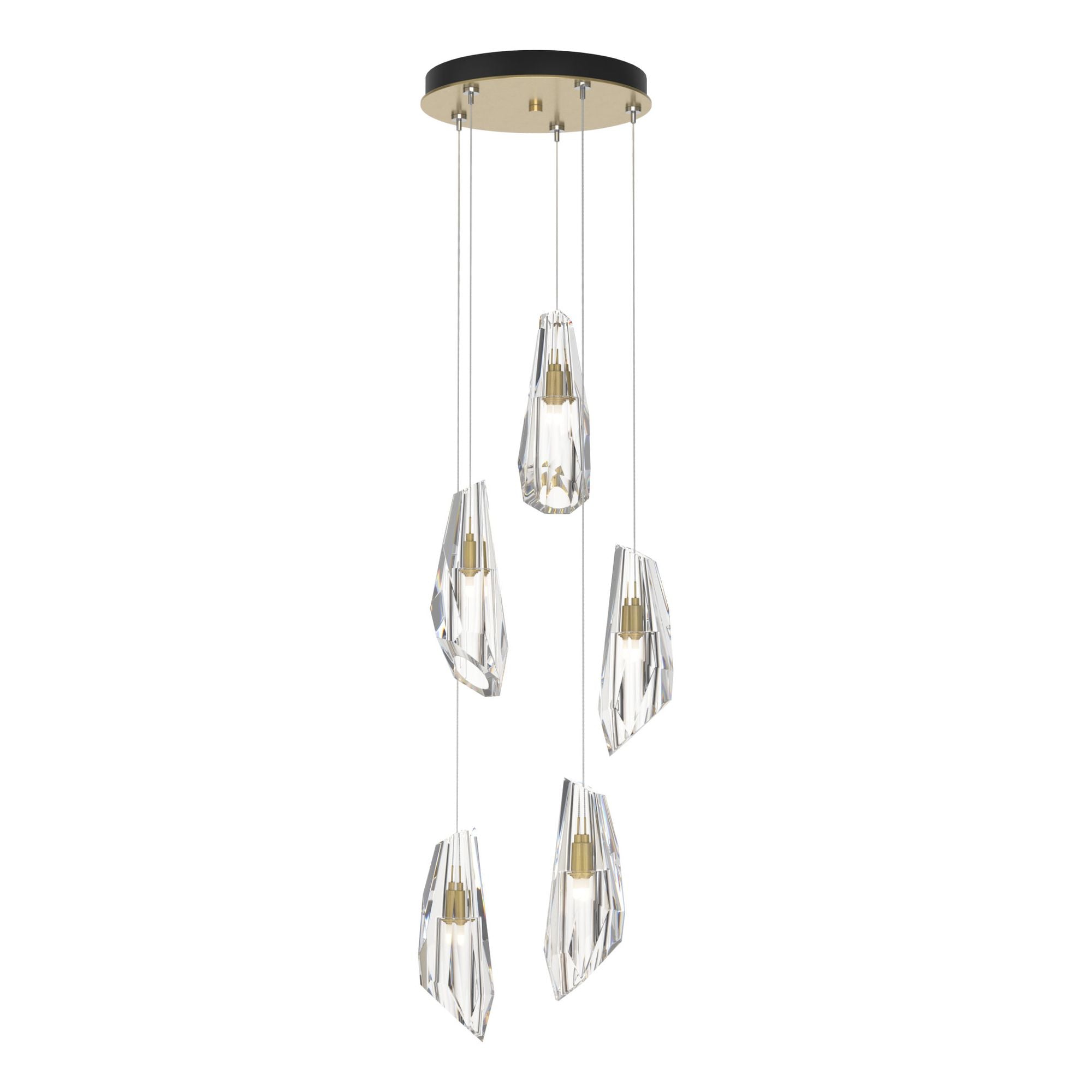 Luma 5-Light Pendant 5-Light Crystal in Modern Brass