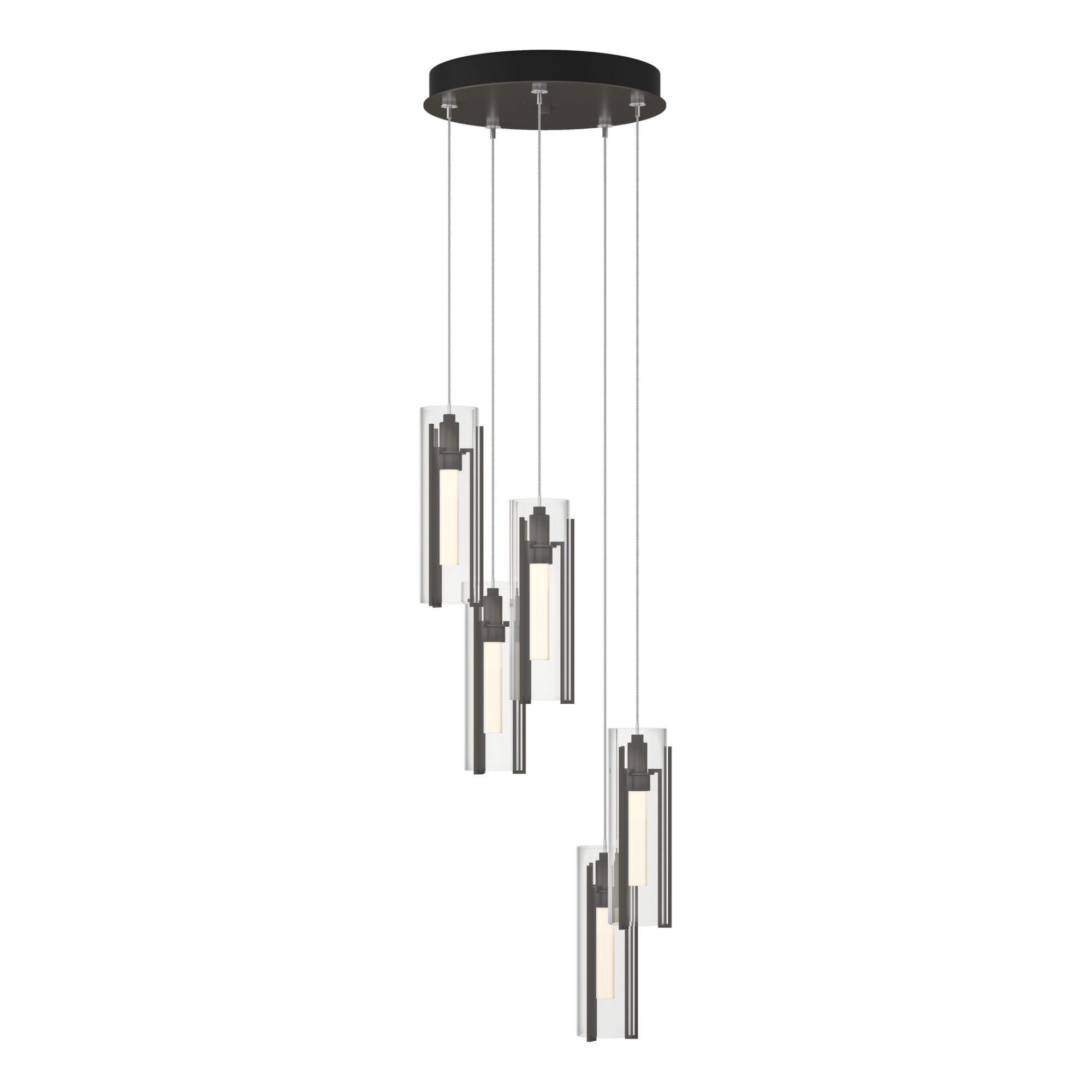 Exos Glass 5-Light Pendant 5-Light Clear Glass (ZM) in Dark Smoke