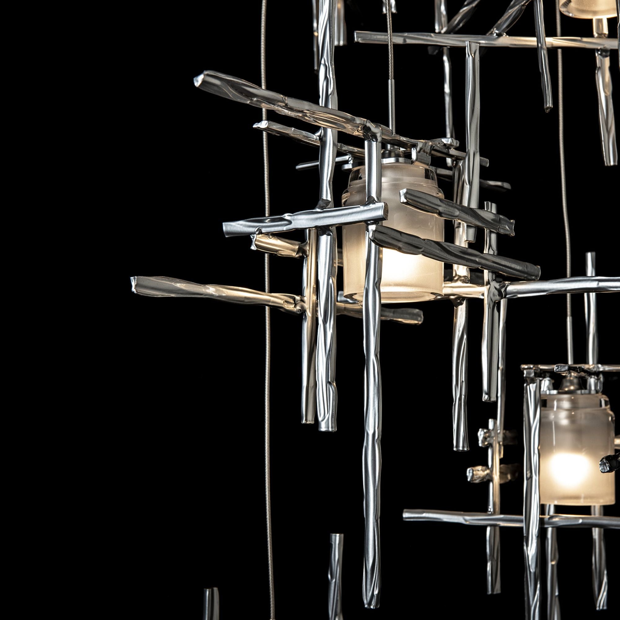 Tura 5-Light Frosted Glass Pendant 5-Light Cast Glass (YC) in Sterling