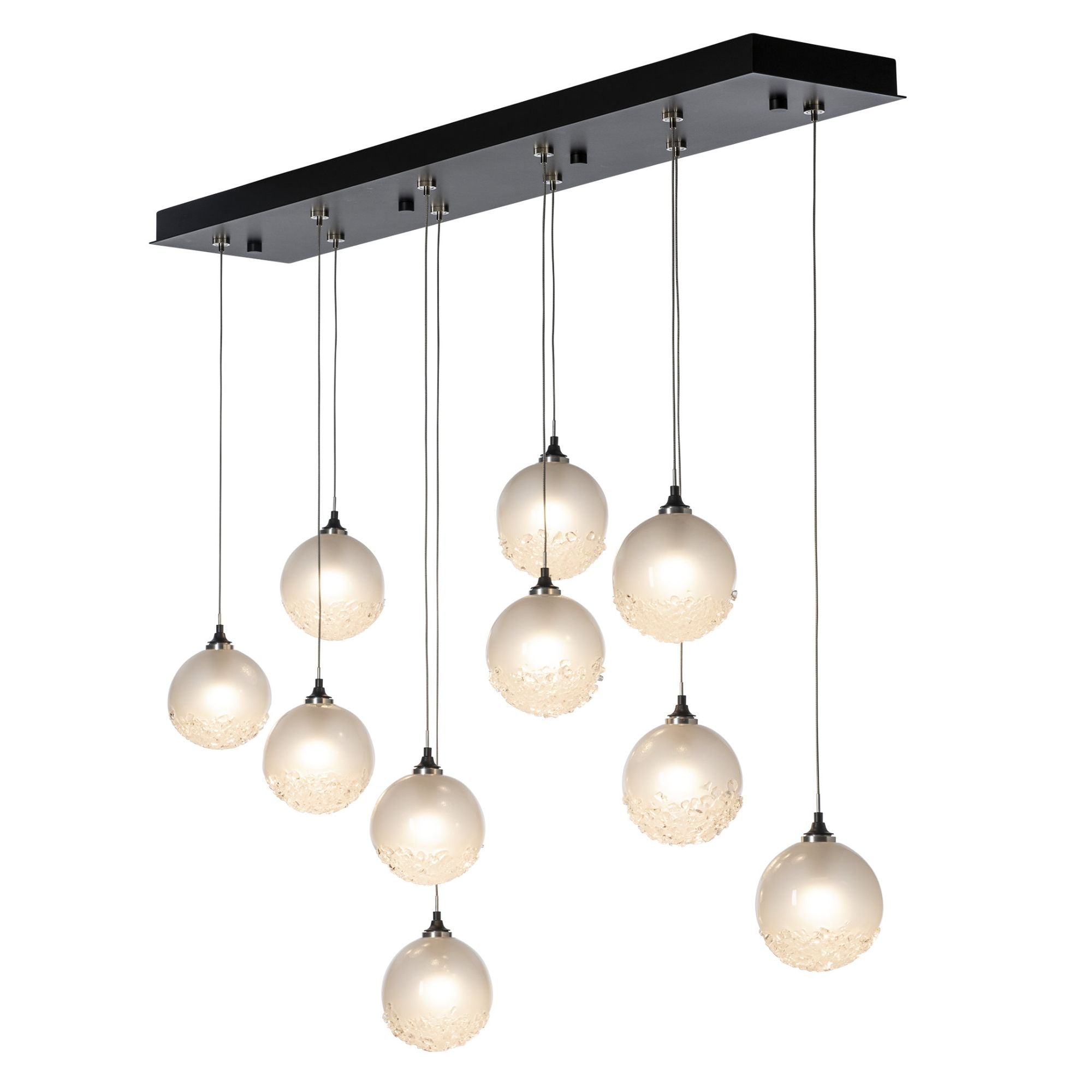 Fritz Globe 10-Light Pendant 10-Light Frosted Glass (FD) in Black