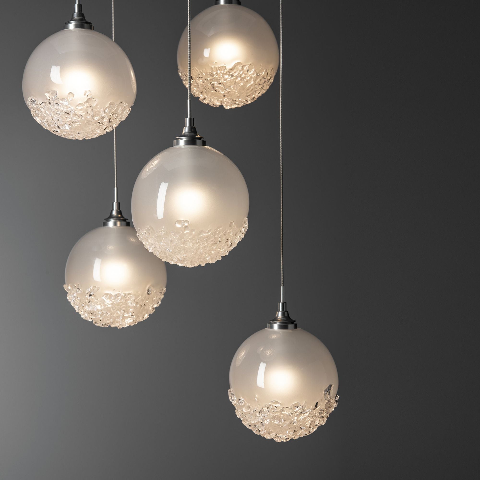 Fritz Globe 5-Light Pendant 5-Light Frosted Glass (FD) in Sterling