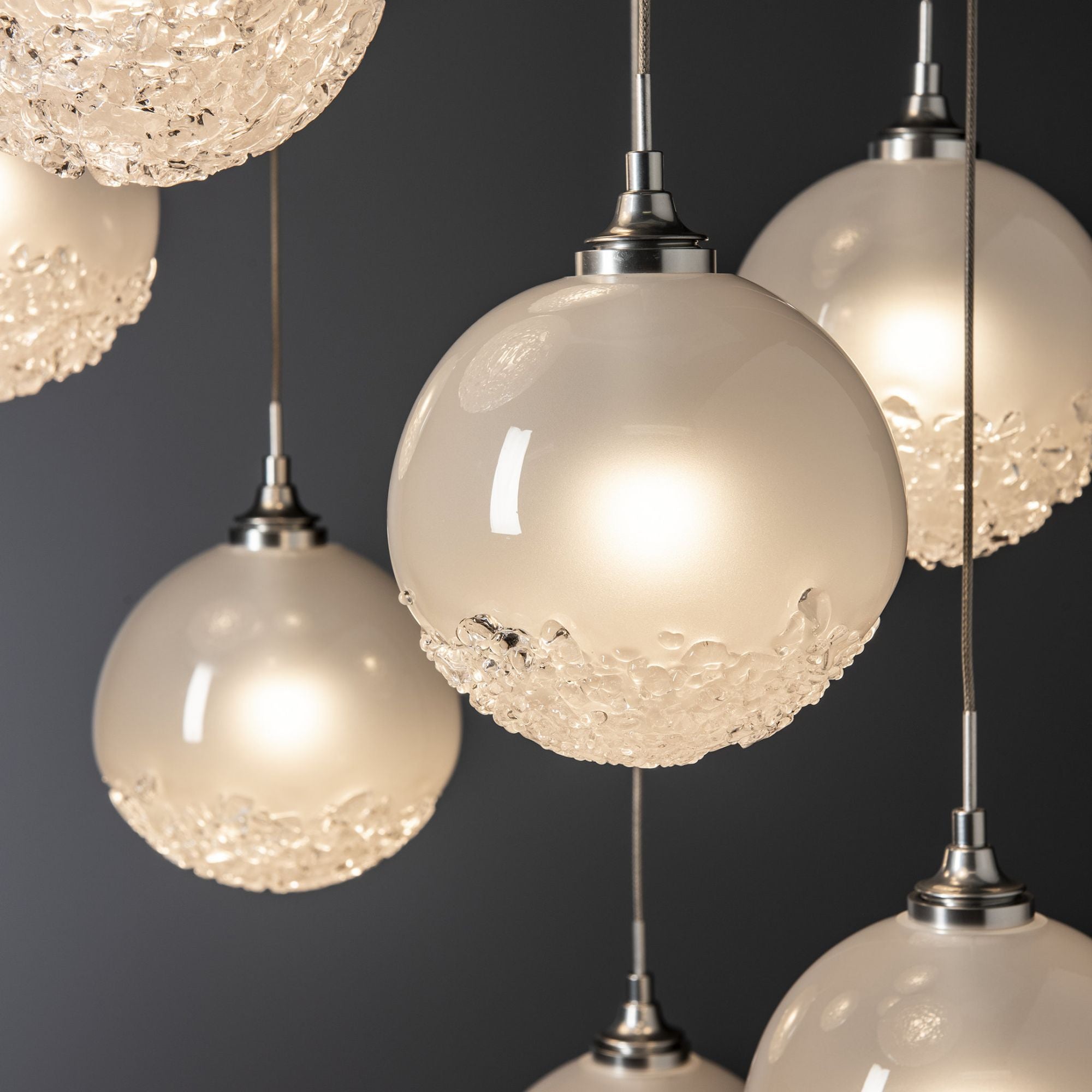 Fritz Globe 9-Light Pendant 9-Light Frosted Glass (FD) in Sterling