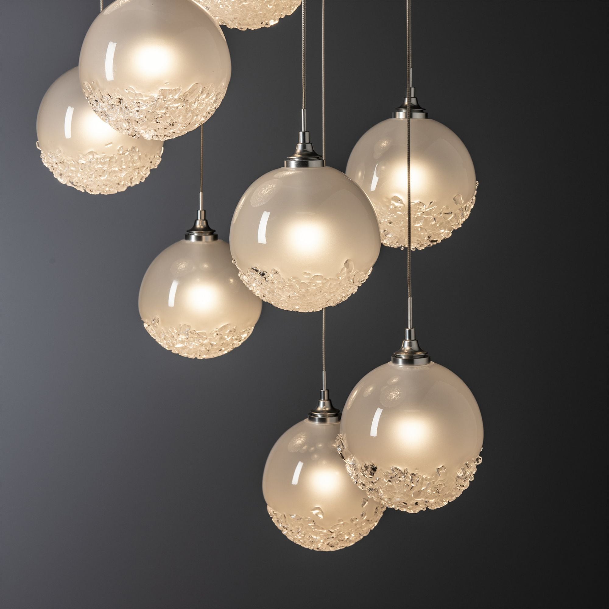 Fritz Globe 9-Light Pendant 9-Light Frosted Glass (FD) in Sterling