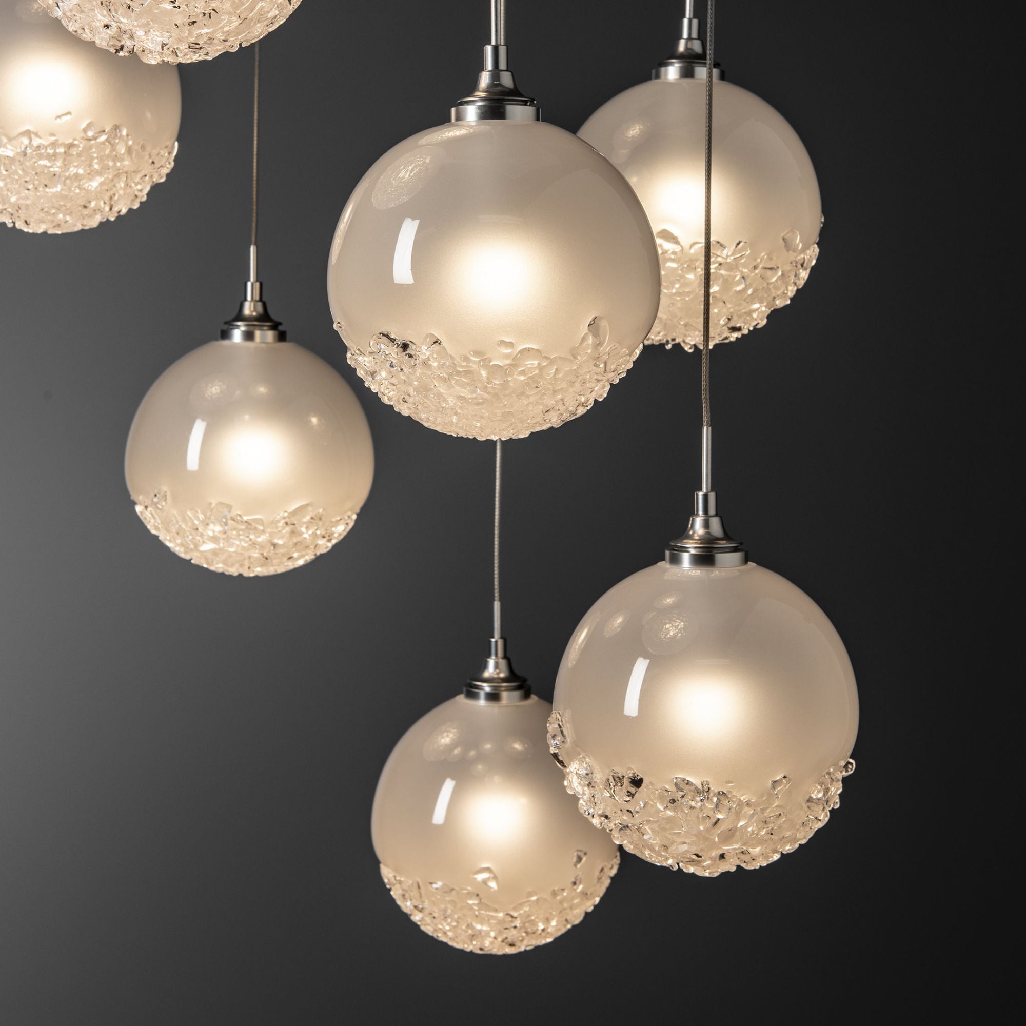 Fritz Globe 9-Light Pendant 9-Light Frosted Glass (FD) in Sterling
