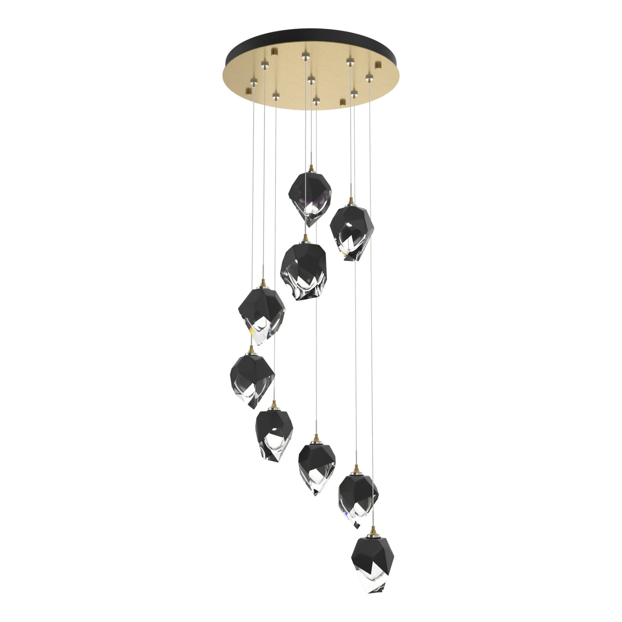 Chrysalis 9-Light Small Crystal Pendant 9-Light Black Crystal (BP) in Modern Brass