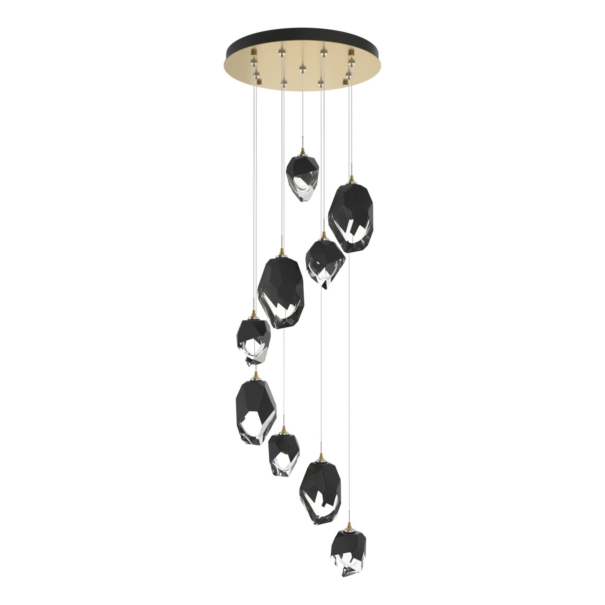 Chrysalis 9-Light Mixed Crystal Pendant 9-Light Black Crystal (BP) in Modern Brass
