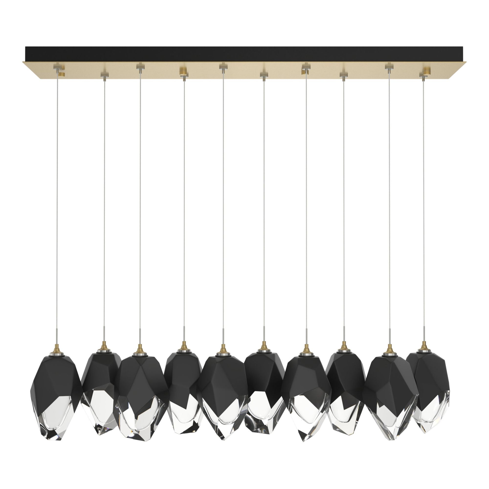 Chrysalis 10-Light Large Crystal Pendant 10-Light Black Crystal (BP) in Modern Brass
