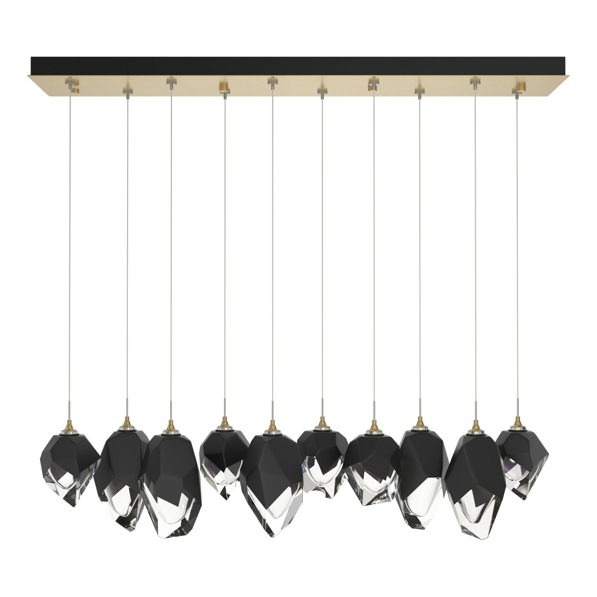 Chrysalis 10-Light Mixed Crystal Pendant 10-Light Black Crystal (BP) in Modern Brass