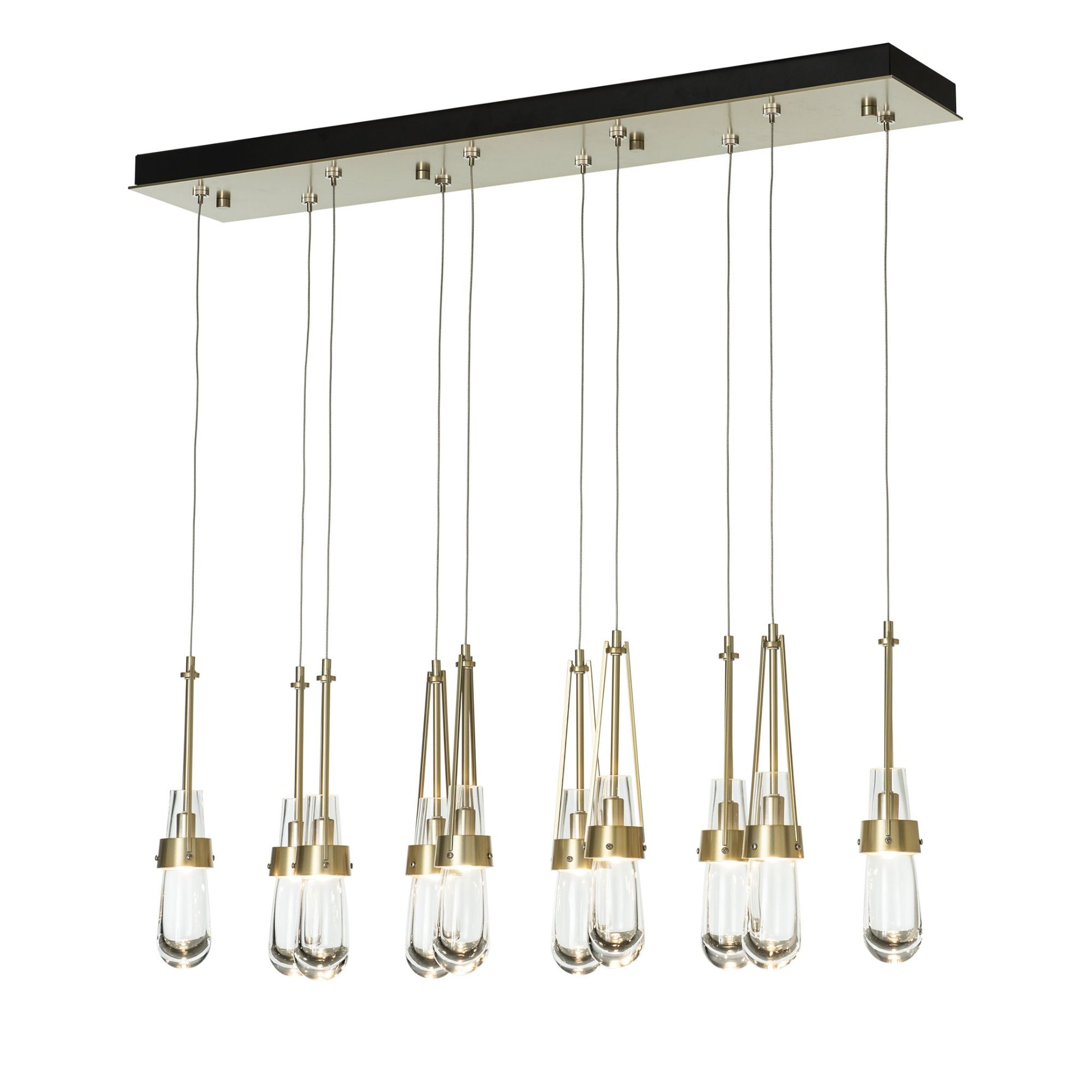Link 10-Light Clear Glass Pendant 10-Light Clear Glass (ZM) in Modern Brass
