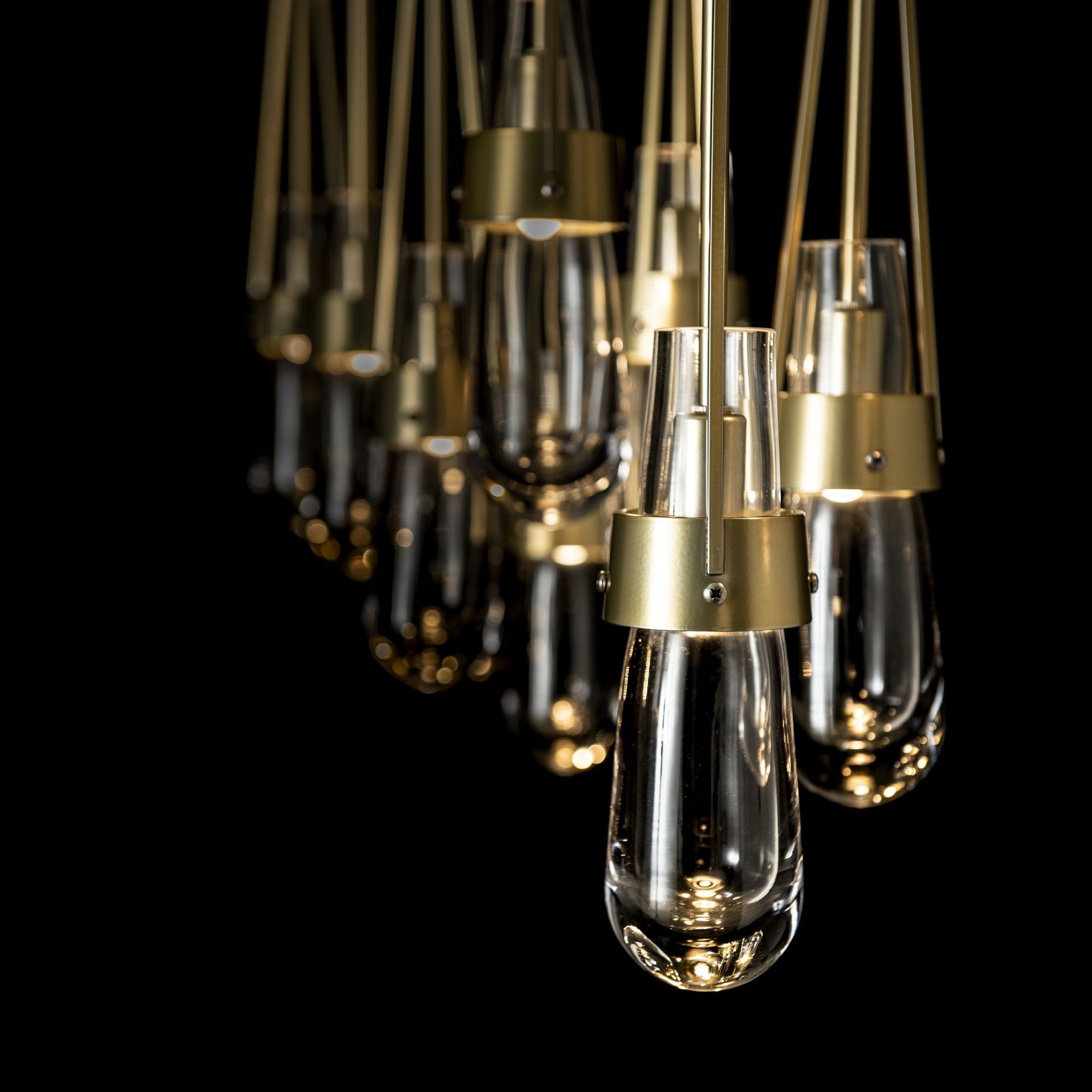 Link 10-Light Clear Glass Pendant 10-Light Clear Glass (ZM) in Modern Brass
