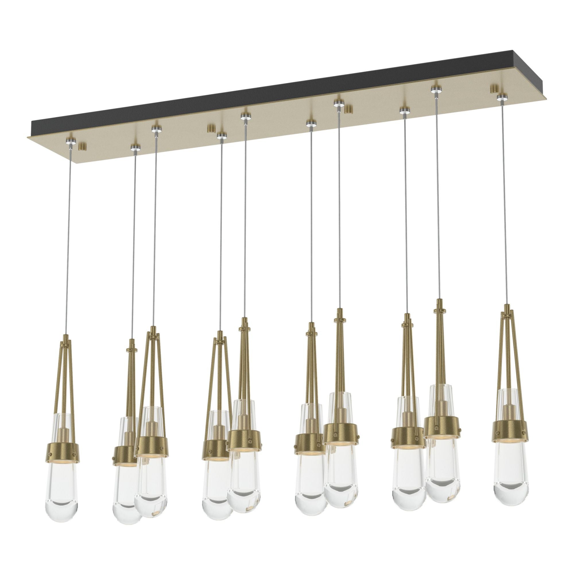 Link 10-Light Clear Glass Pendant 10-Light Clear Glass (ZM) in Modern Brass