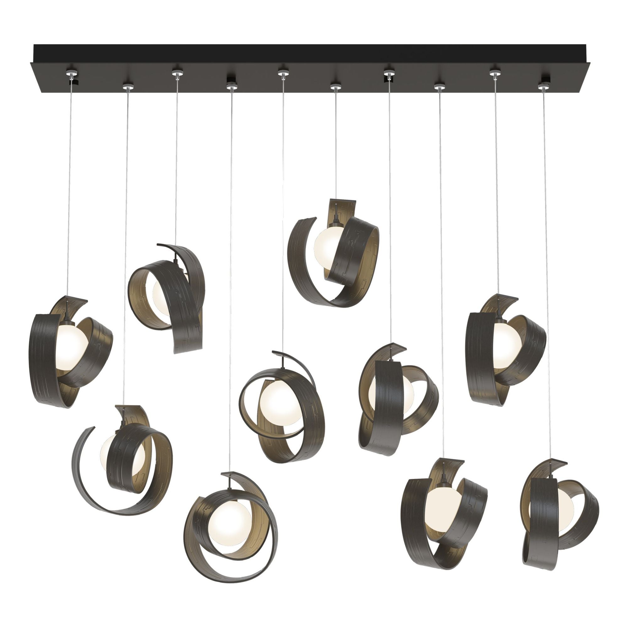 Riza 10-Light Pendant 10-Light Opal Glass (GG) in Dark Smoke