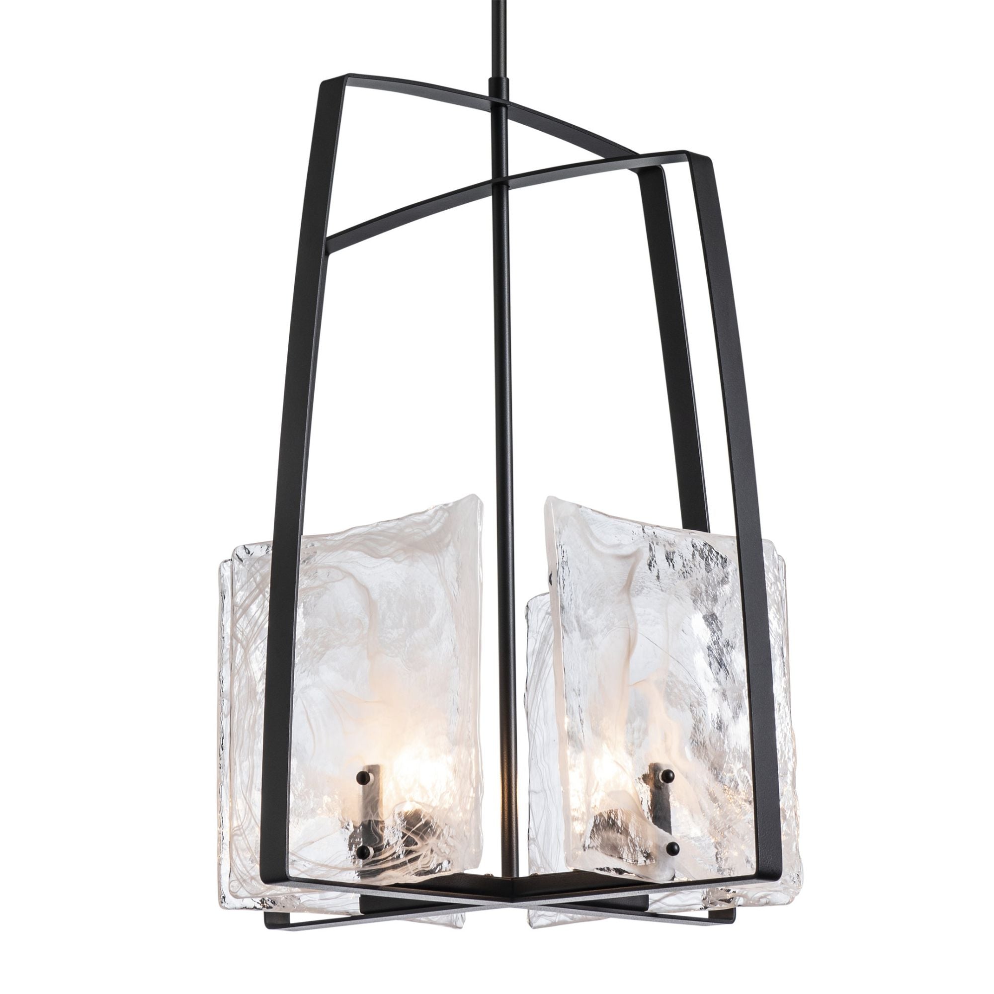 Arc Pendant 4-Light White Swirl Glass (YR) in Black