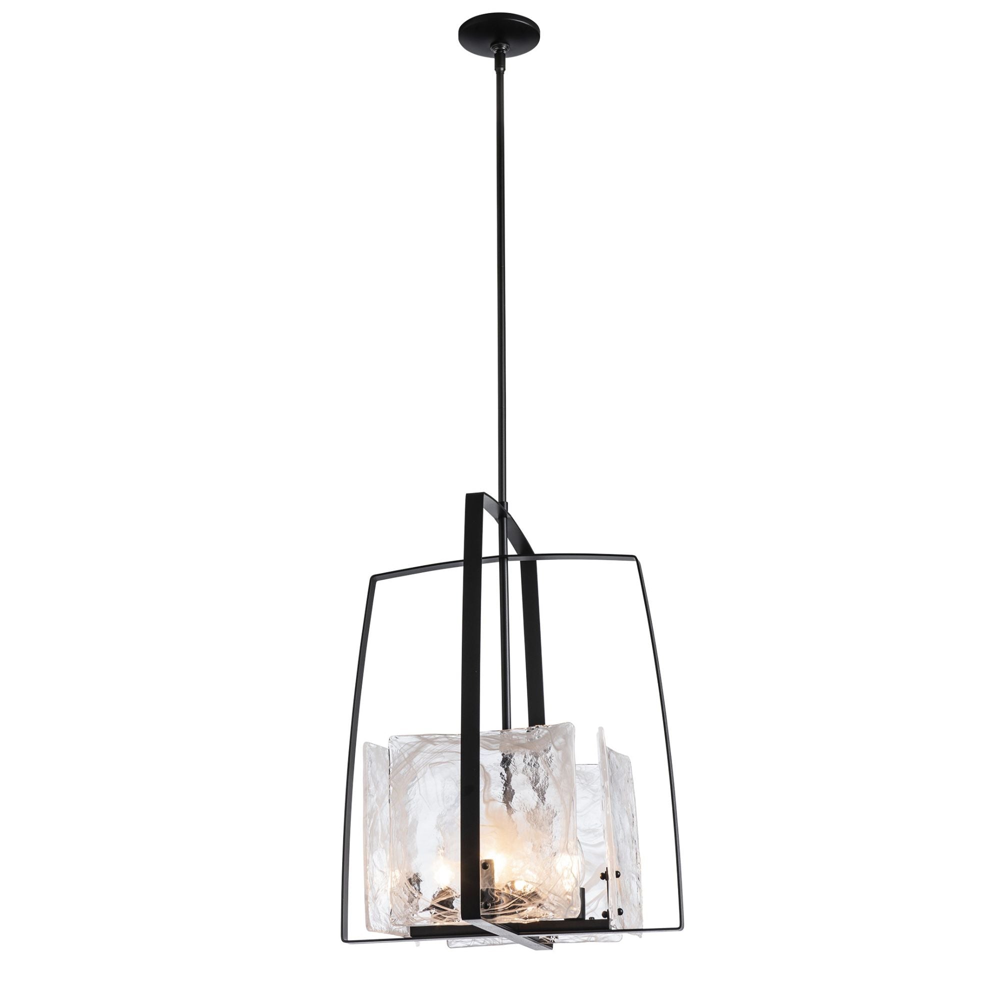 Arc Pendant 4-Light White Swirl Glass (YR) in Black