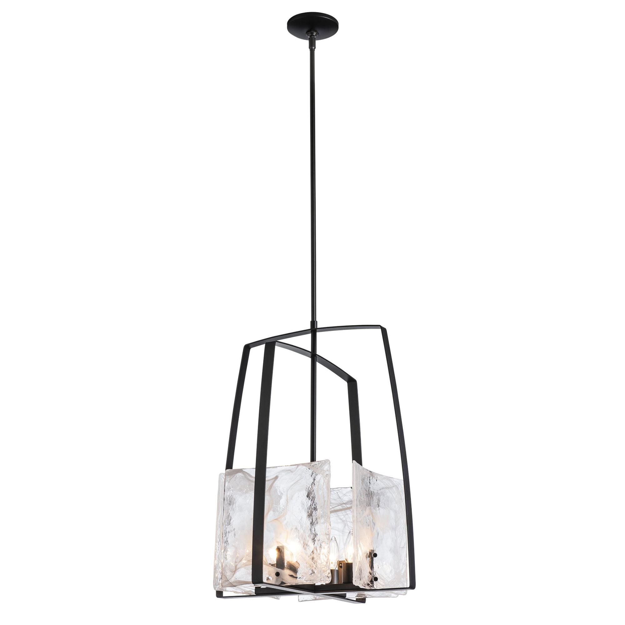 Arc Pendant 4-Light White Swirl Glass (YR) in Black