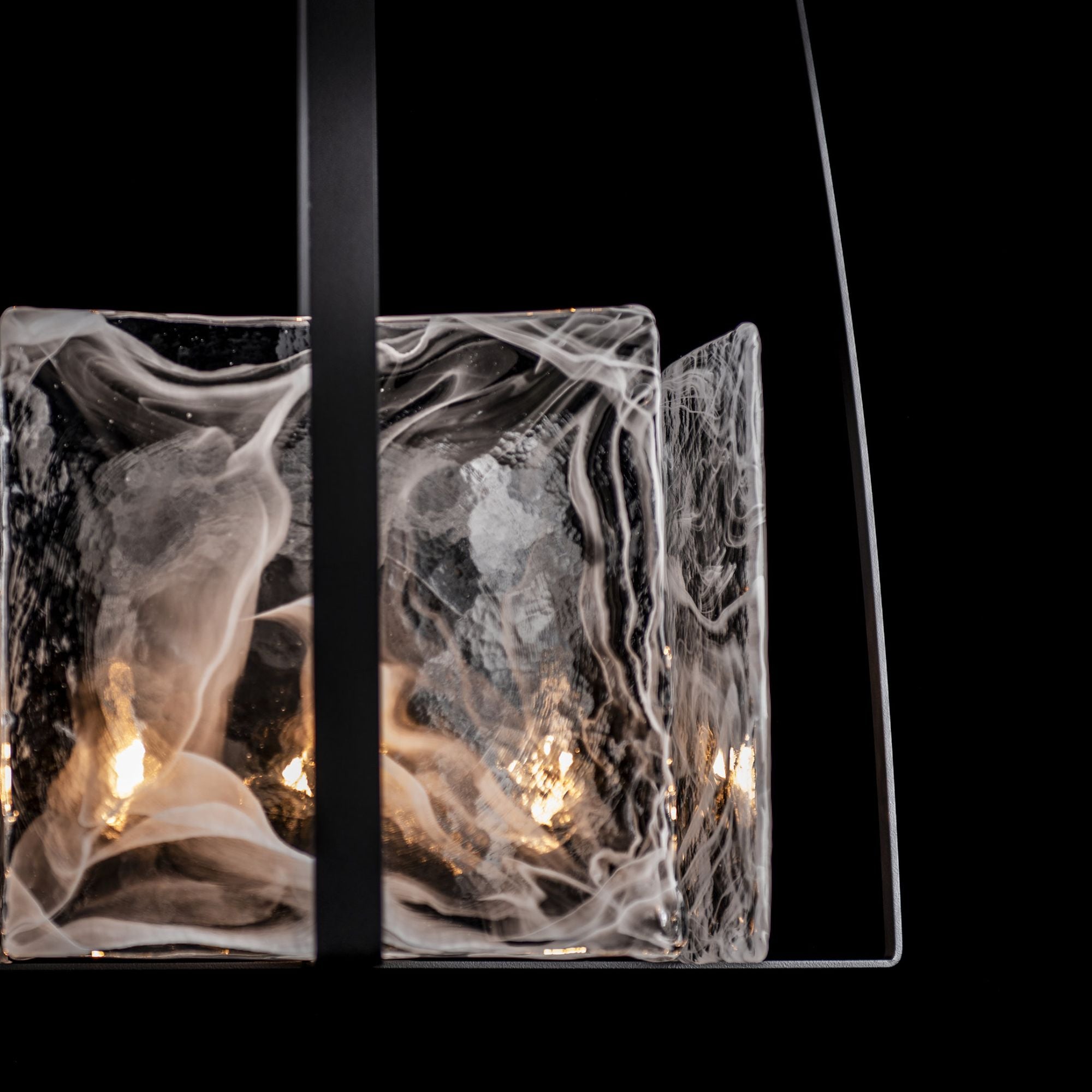 Arc Pendant 4-Light White Swirl Glass (YR) in Black