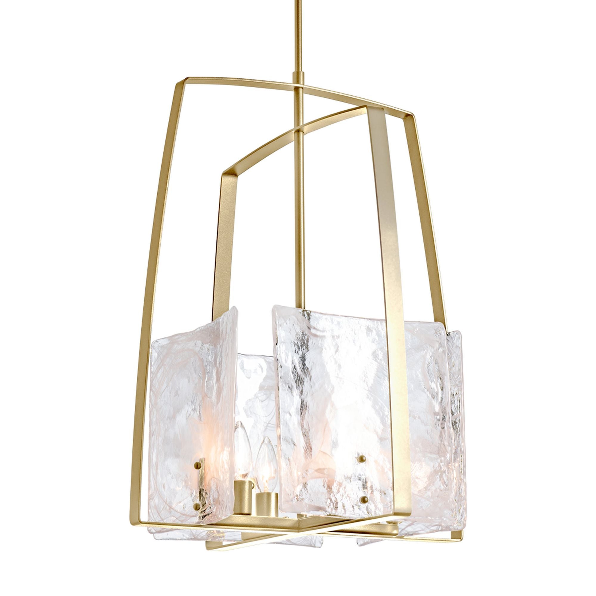 Arc Pendant 4-Light White Swirl Glass (YR) in Modern Brass