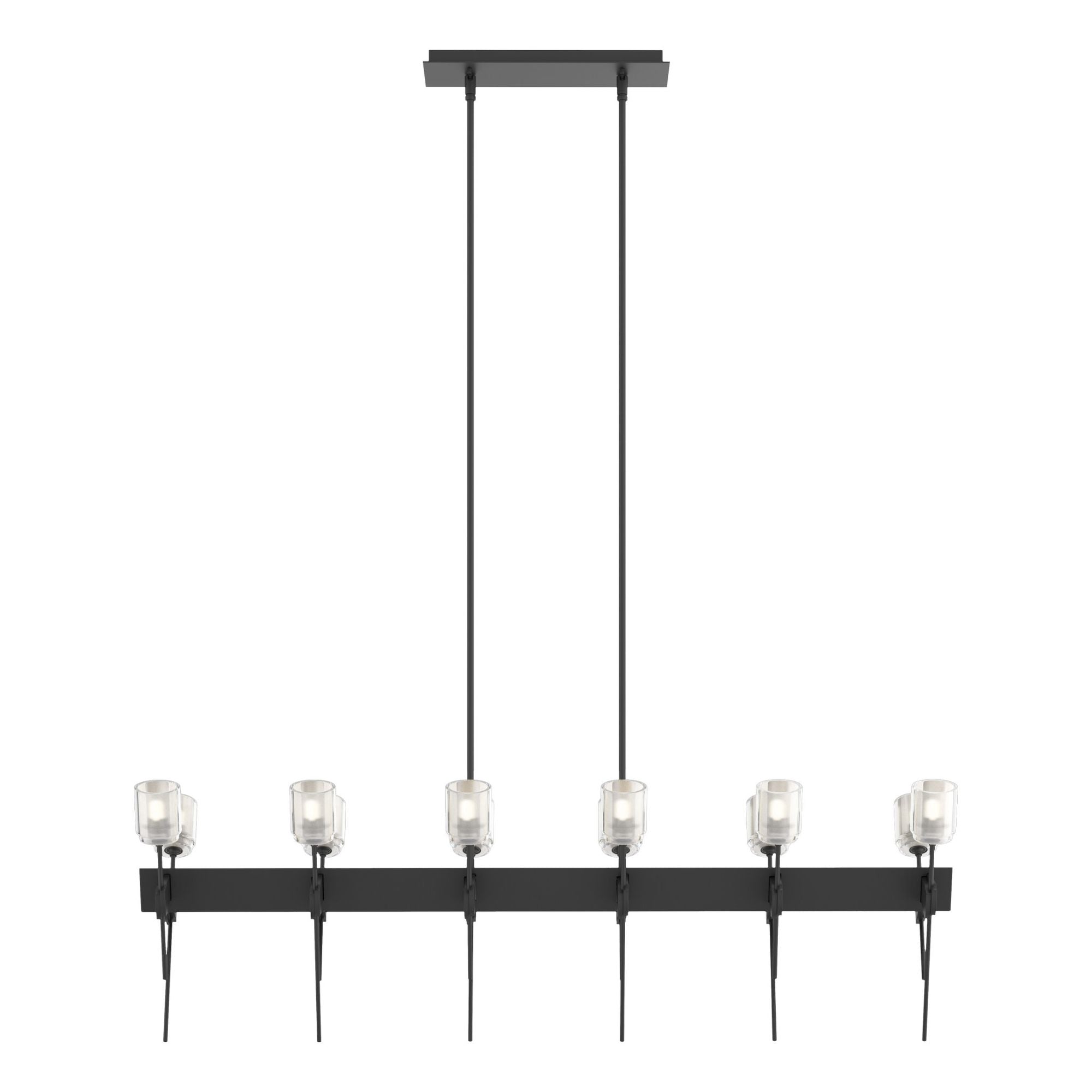 Echo 12-Light Linear Pendant 12-Light Cast Glass (YC) in Black