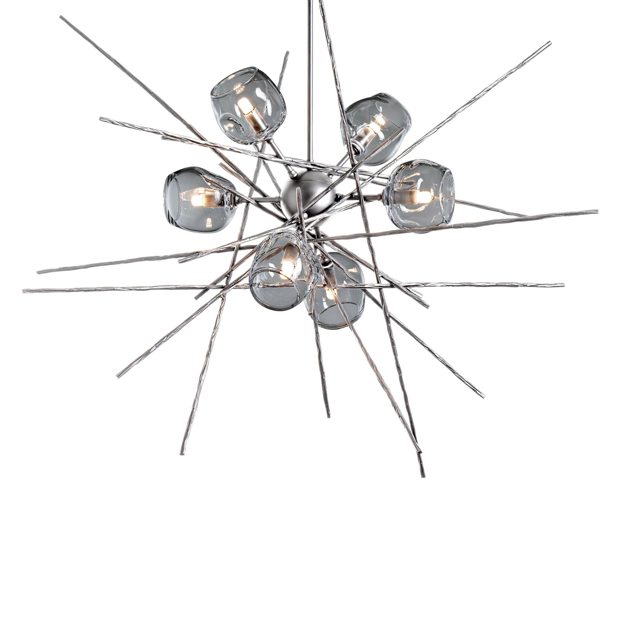 Griffin Starburst Pendant 6-Light Cool Grey Glass (YL) in Sterling