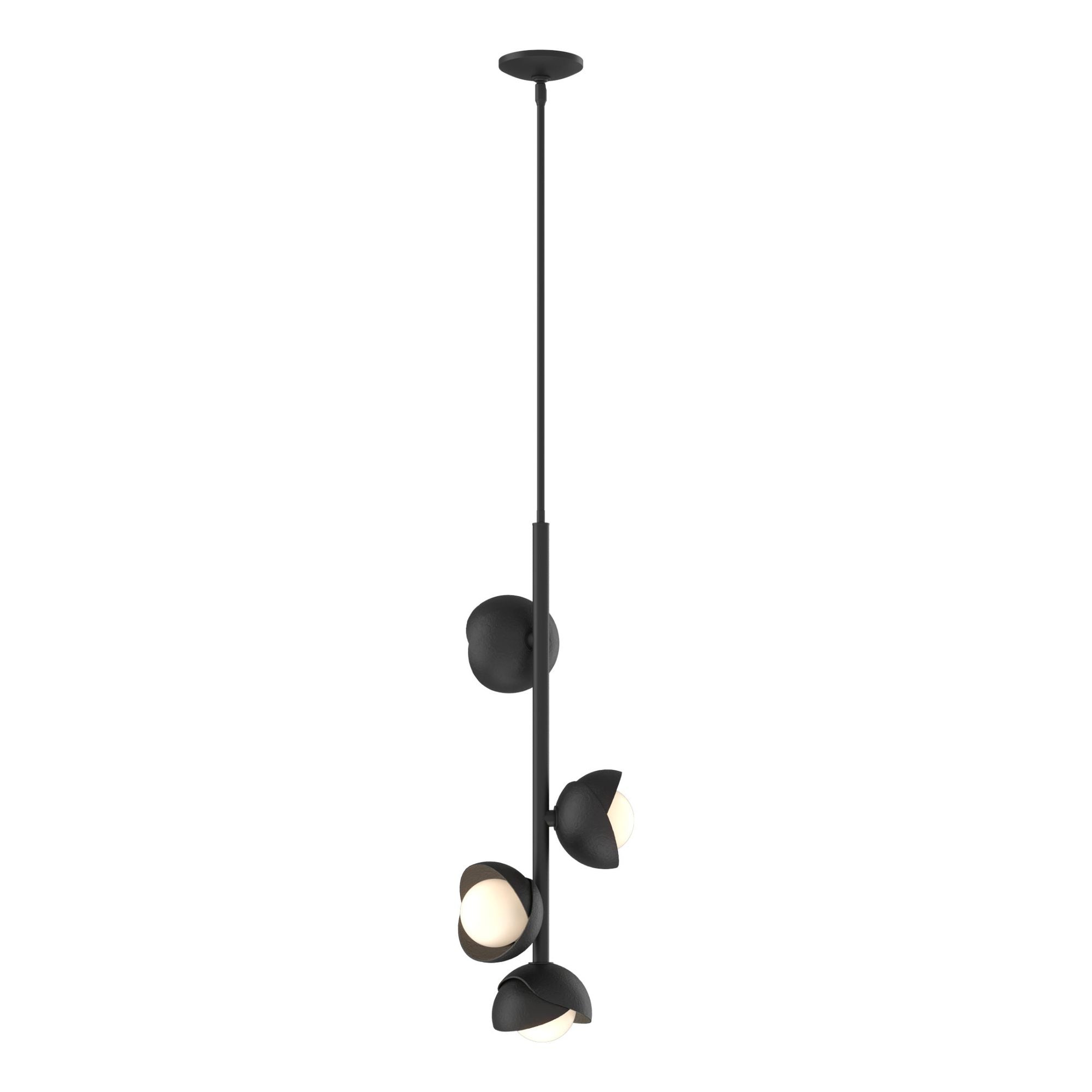 Brooklyn 4-Light Double Shade Vertical Pendant 4-Light Black Accent Opal Glass (GG) in Black