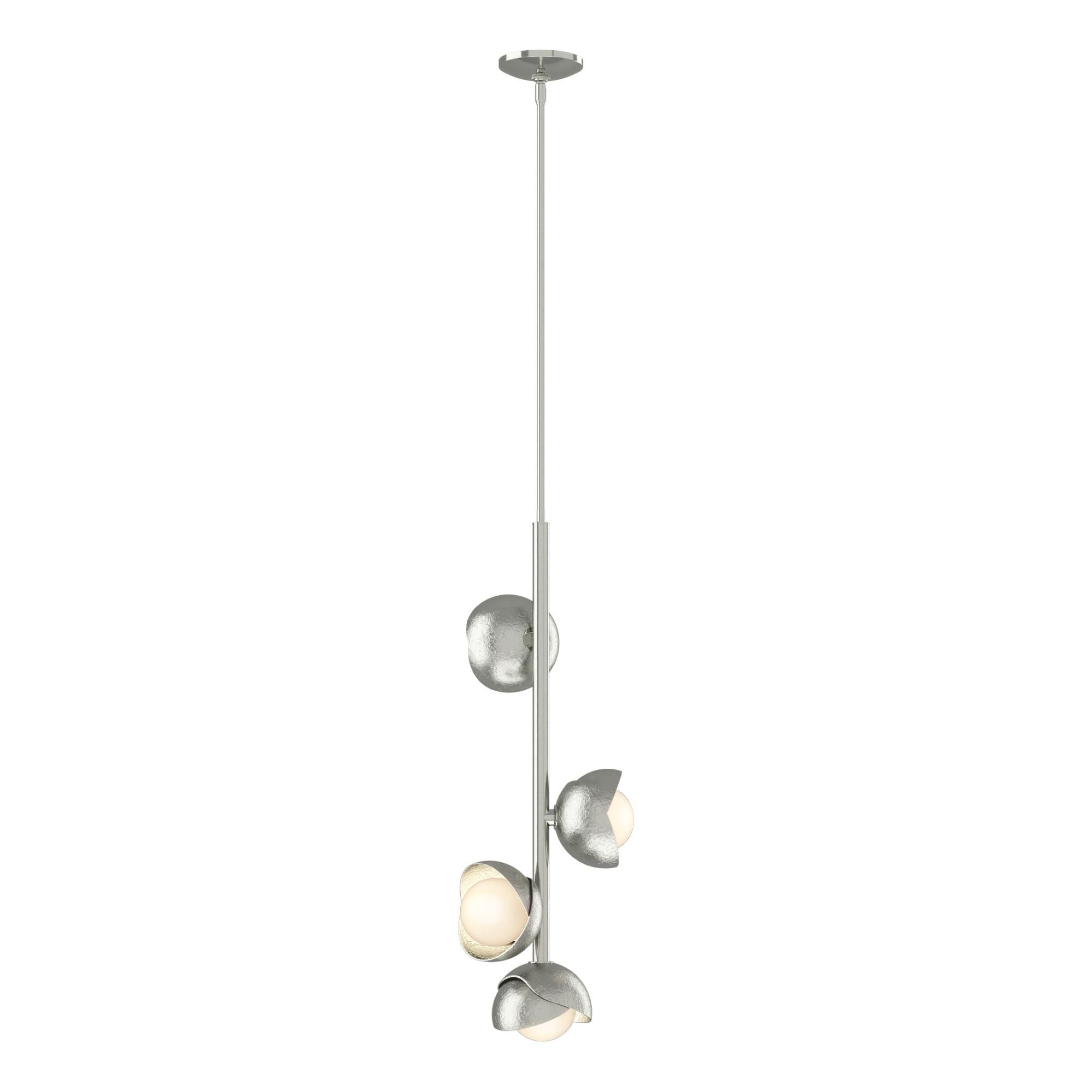 Brooklyn 4-Light Double Shade Vertical Pendant 4-Light Sterling Accent Opal Glass (GG) in Sterling