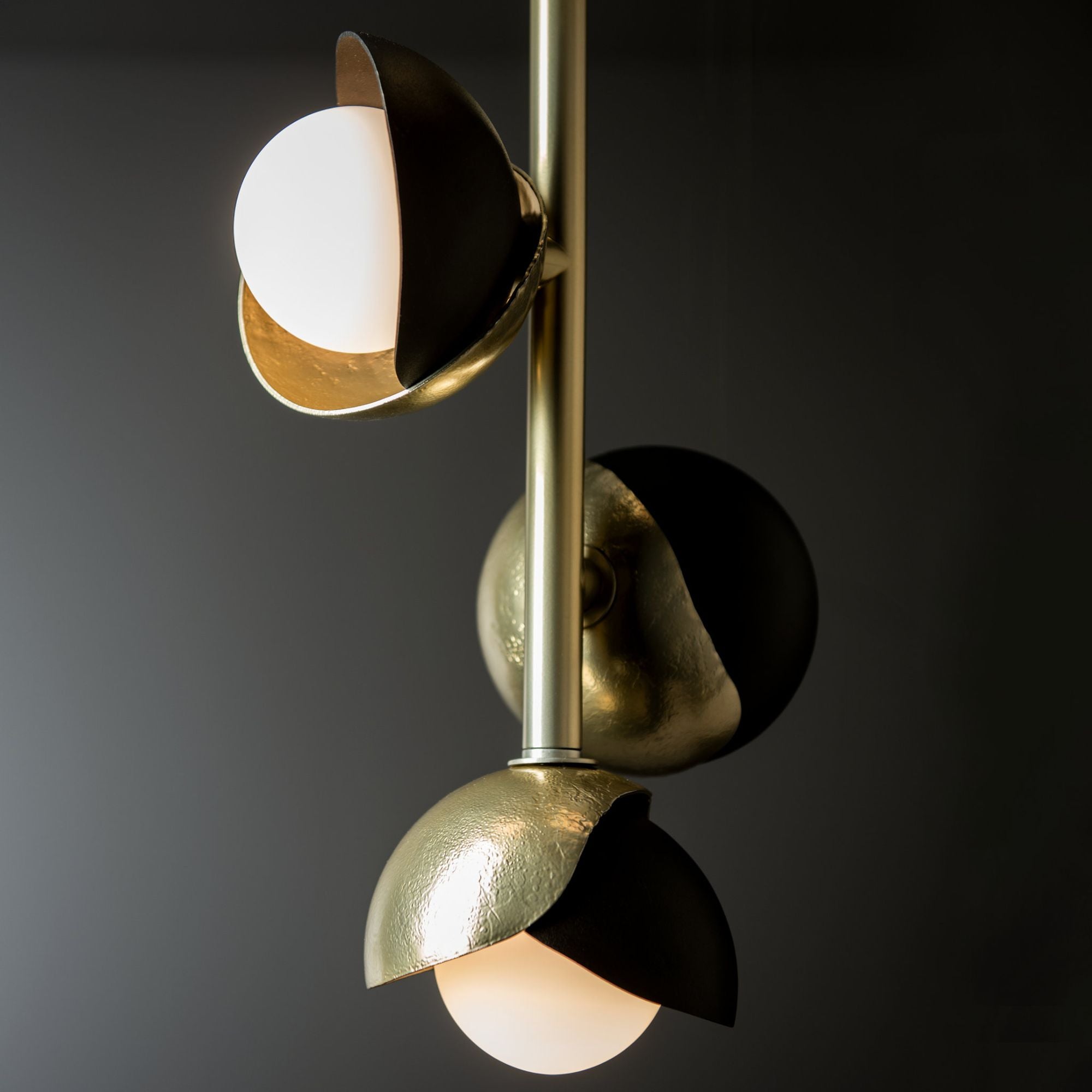 Brooklyn 4-Light Double Shade Vertical Pendant 4-Light Oil Rubbed Bronze Accent Opal Glass (GG) in Modern Brass