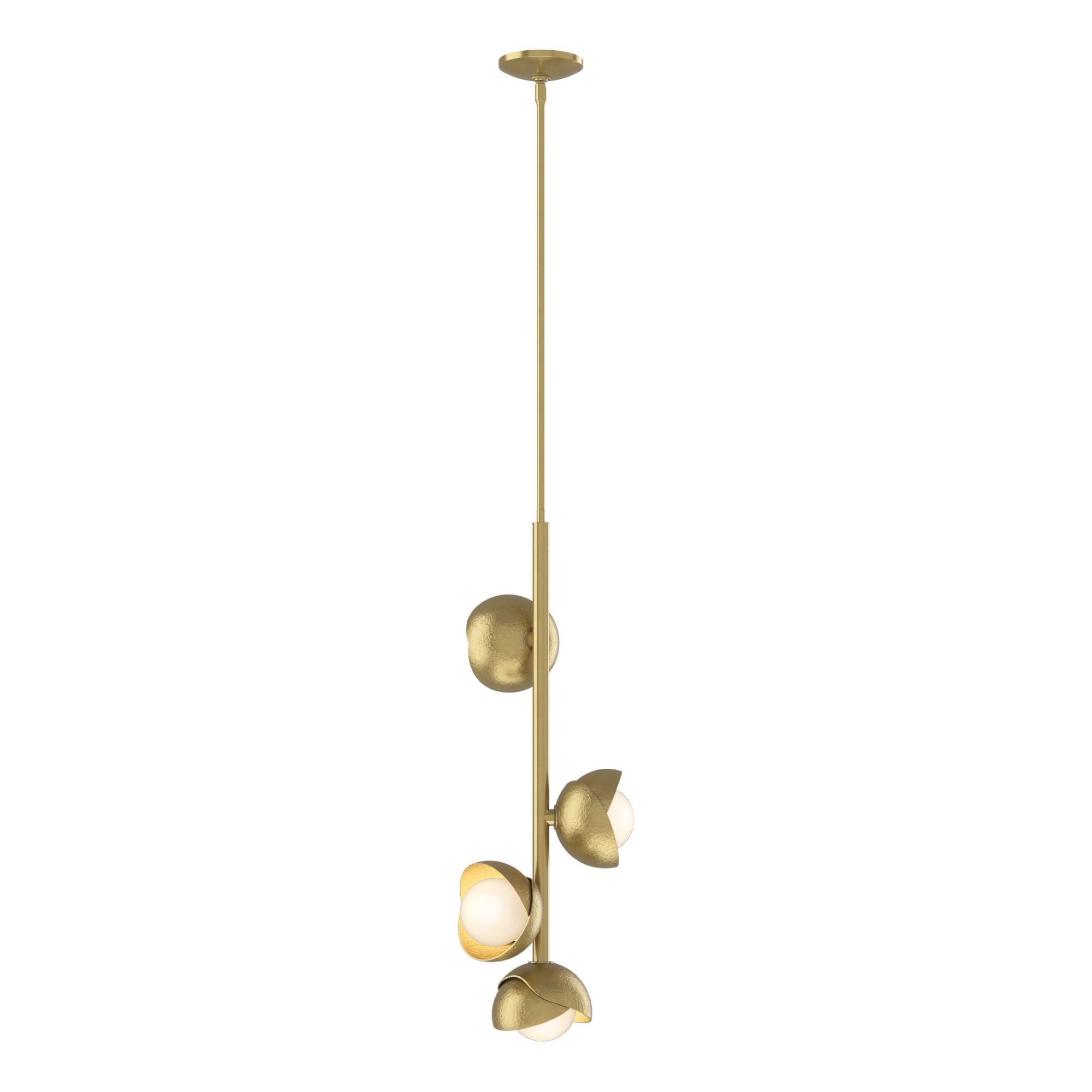 Brooklyn 4-Light Double Shade Vertical Pendant 4-Light Modern Brass Accent Opal Glass (GG) in Modern Brass