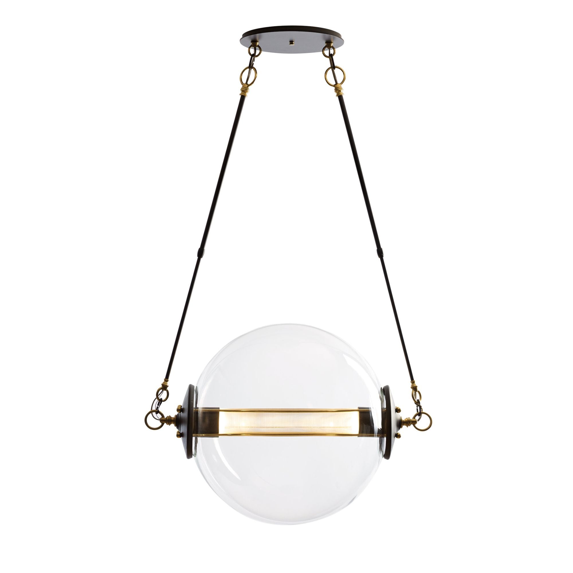 Otto Sphere Pendant 2-Light Stainless Steel Mesh (ZK) in Black with Brass Accents